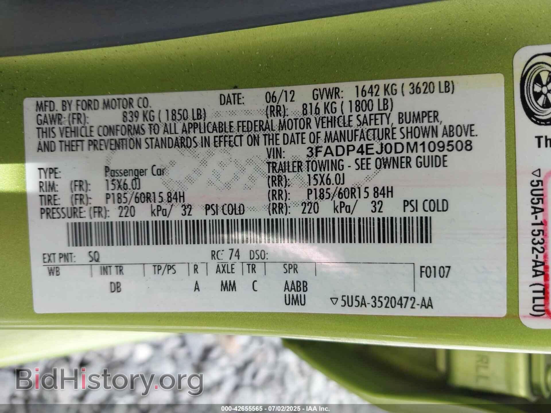 2013 FORD FIESTA - VIN: 3FADP4EJ0DM109508 - Фото 9