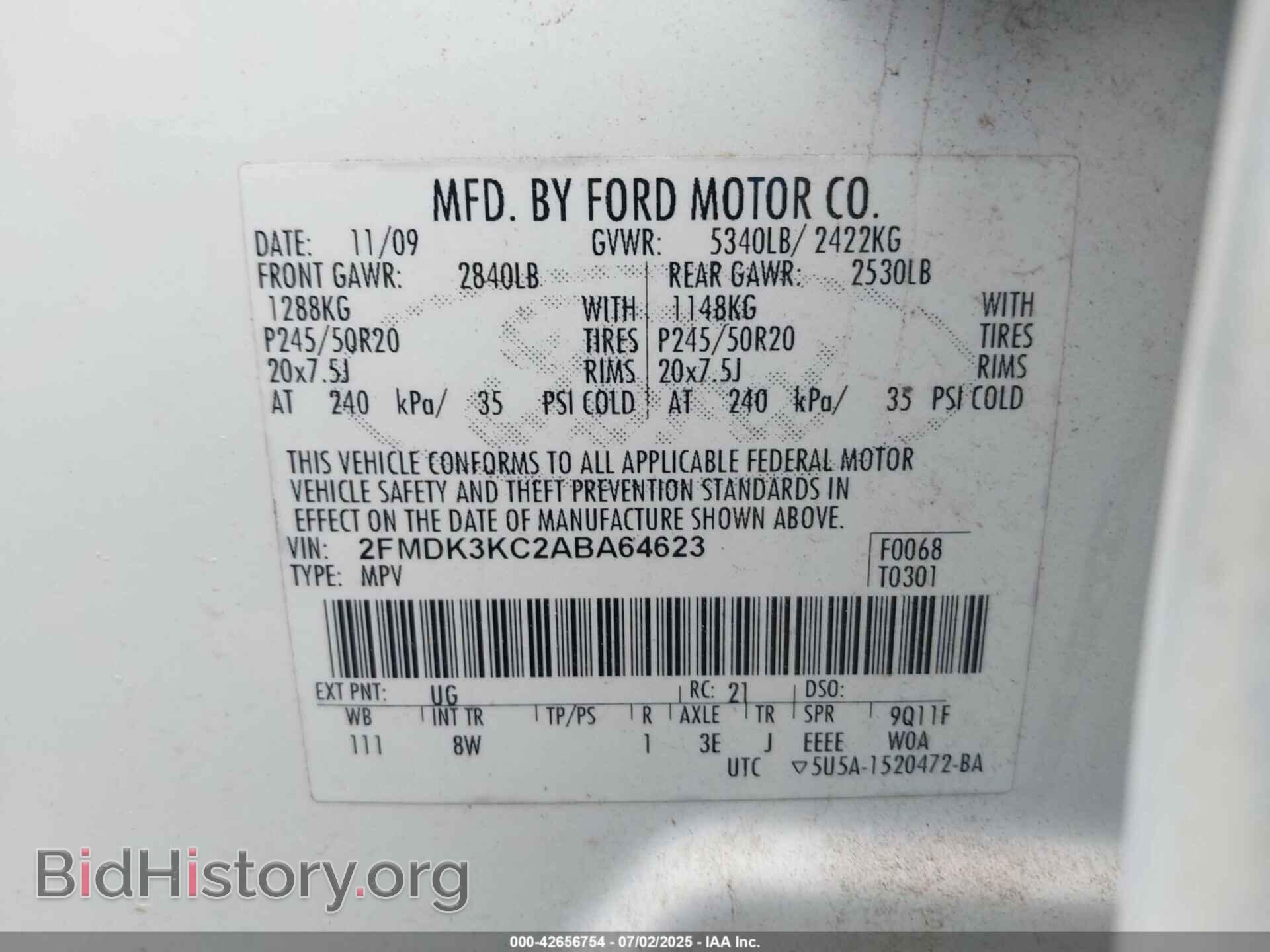 2010 FORD EDGE - VIN: 2FMDK3KC2ABA64623 - Фото 9