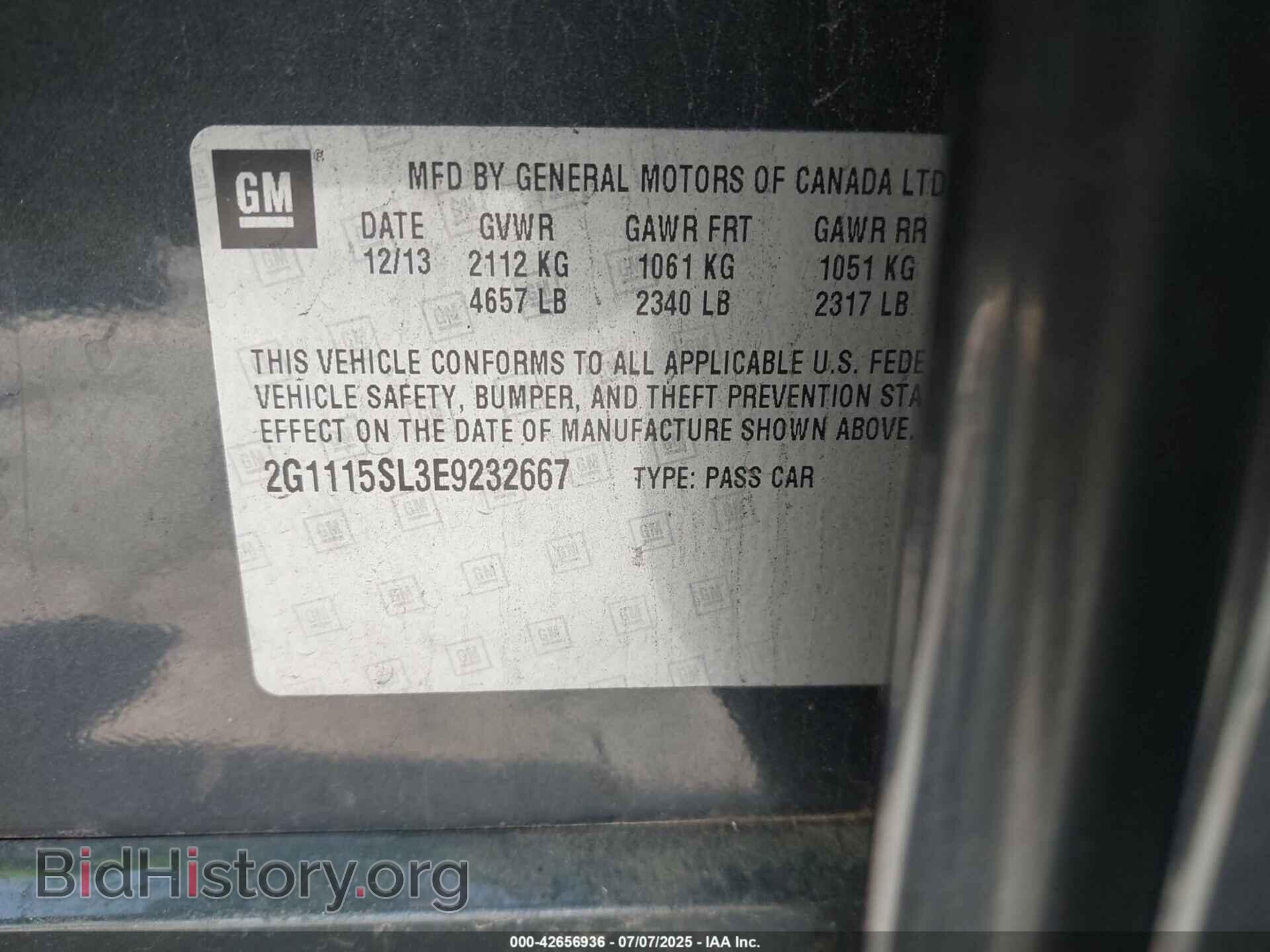 2014 CHEVROLET IMPALA - VIN: 2G1115SL3E9232667 - Фото 9