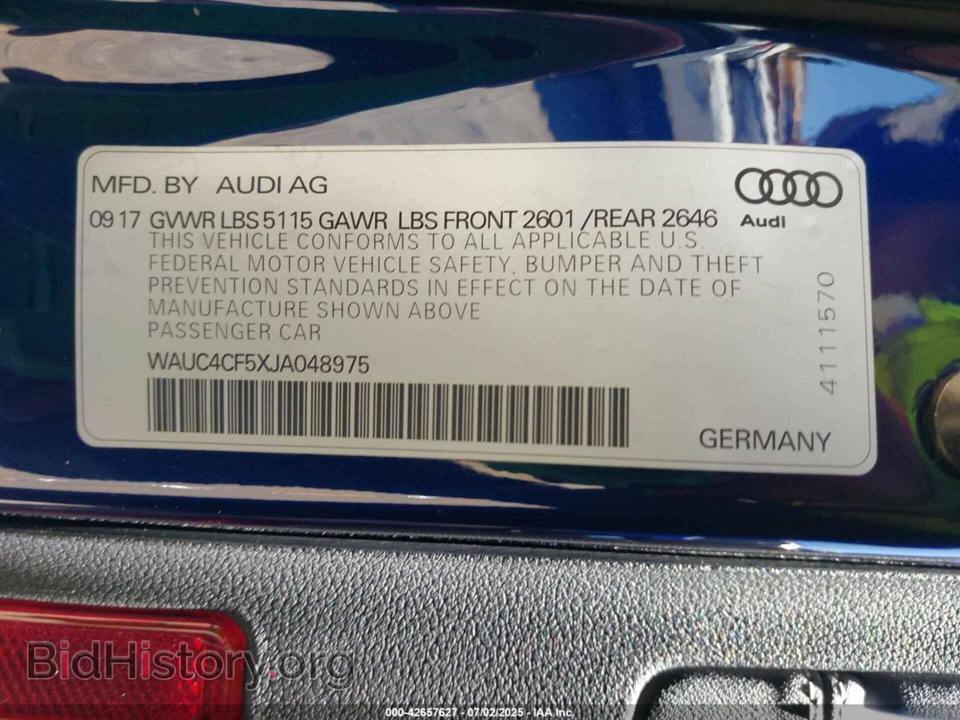 2018 AUDI S5 - VIN: WAUC4CF5XJA048975 - Фото 9
