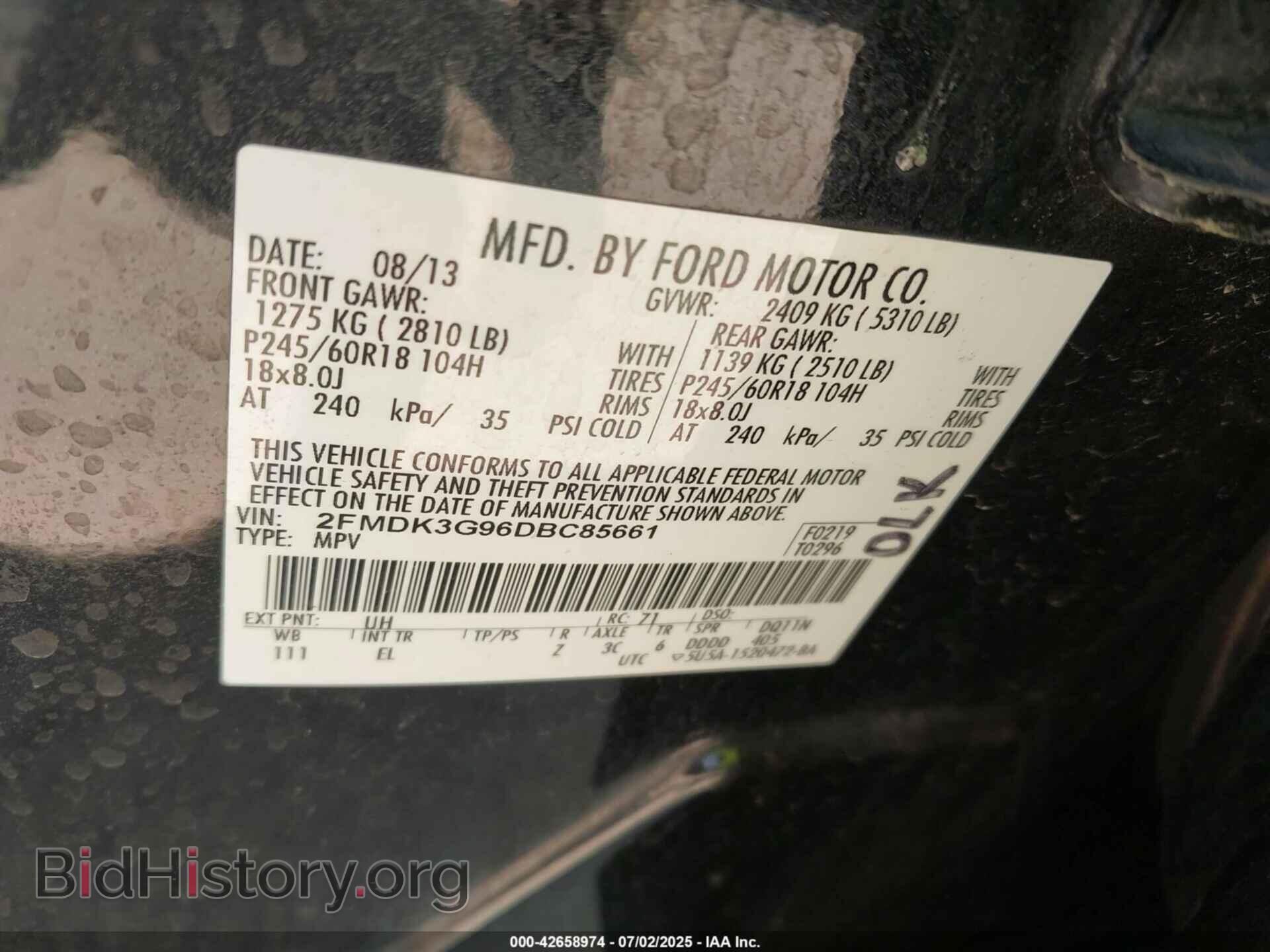 2013 FORD EDGE - VIN: 2FMDK3G96DBC85661 - Фото 9