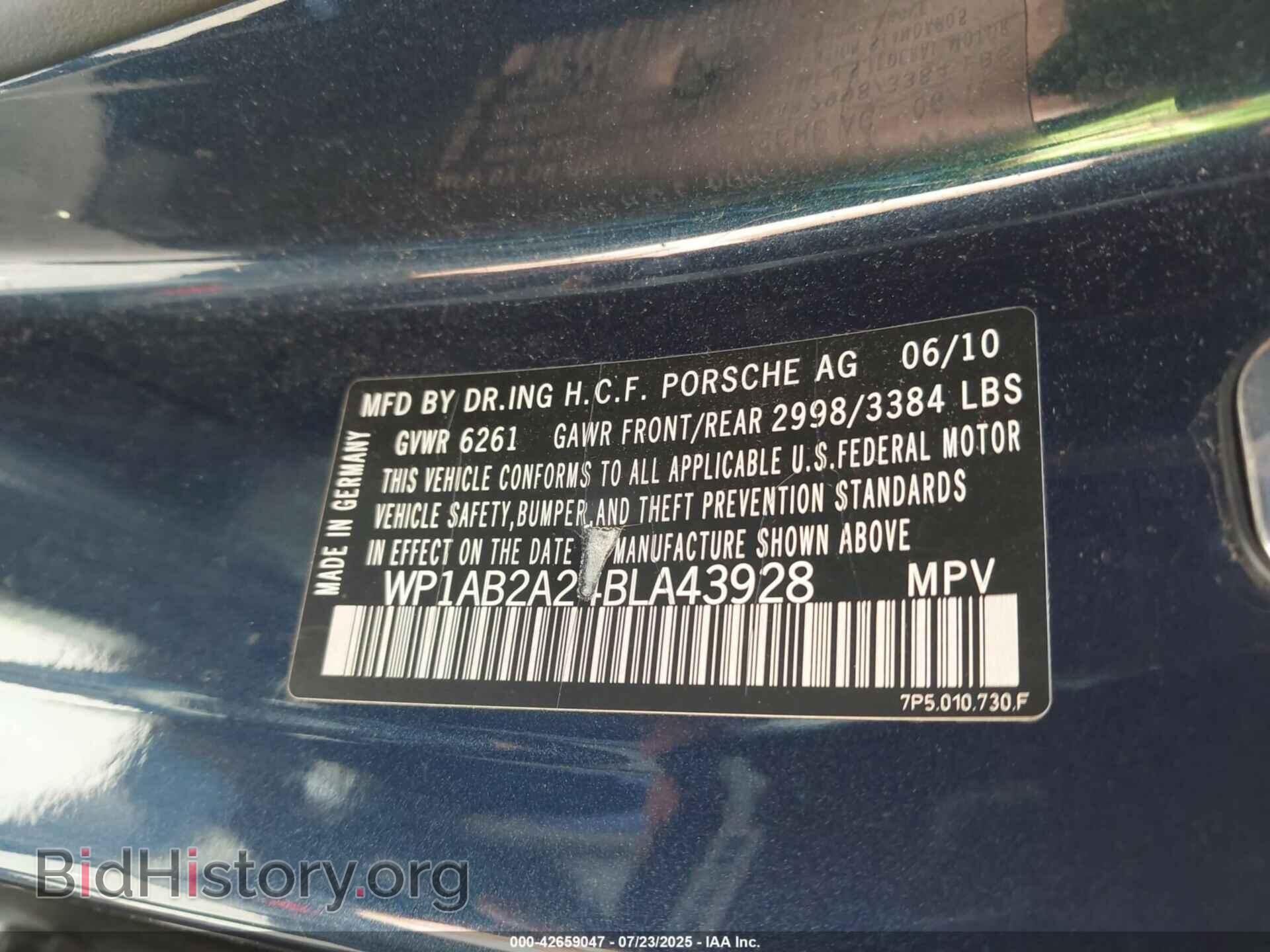 2011 PORSCHE CAYENNE - VIN: WP1AB2A24BLA43928 - Фото 9