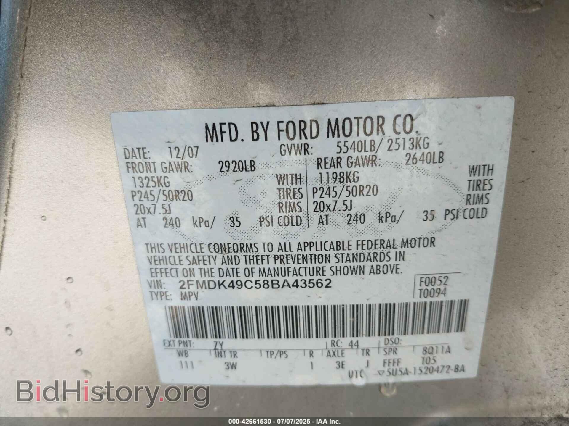 2008 FORD EDGE - VIN: 2FMDK49C58BA43562 - Photo 9