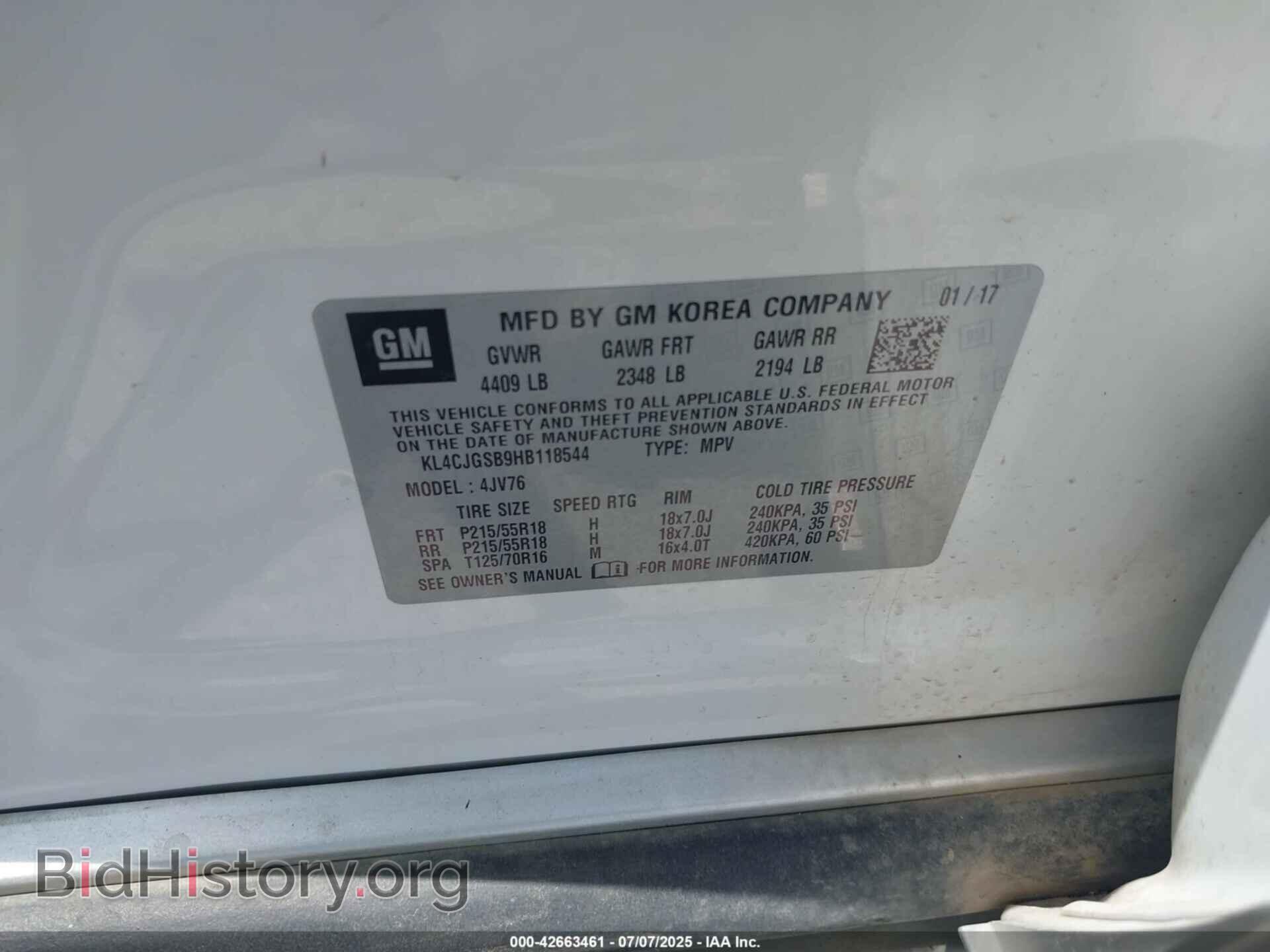 2017 BUICK ENCORE - VIN: KL4CJGSB9HB118544 - Photo 9