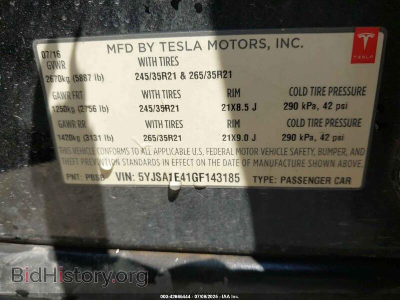 2016 Tesla MODEL S (VIN 5YJSA1E41GF143185) — фото 9 из 11