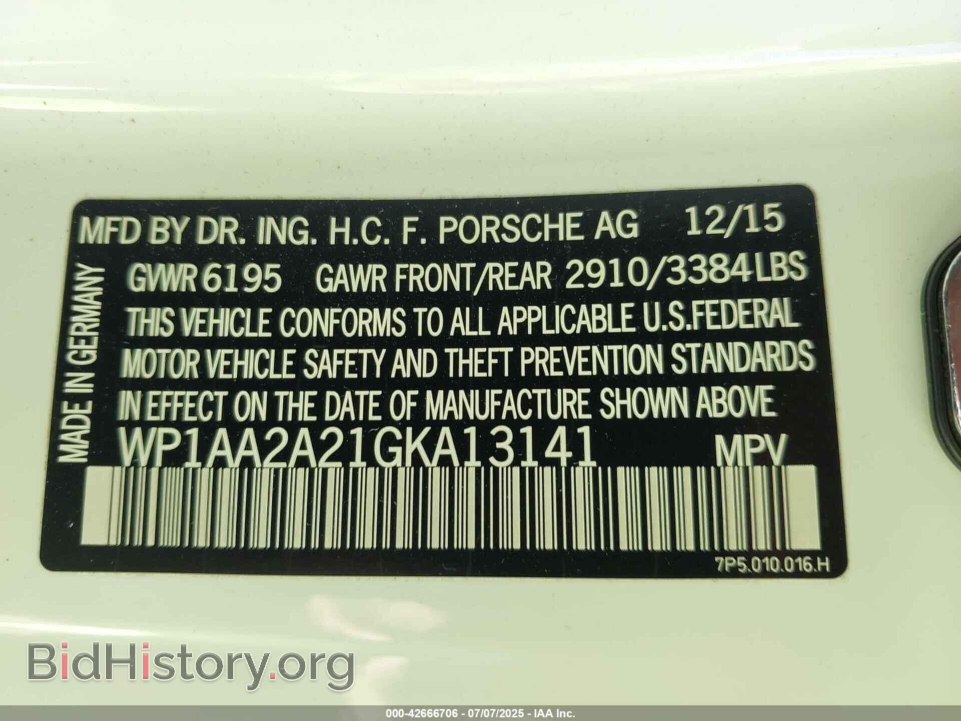 2016 PORSCHE CAYENNE - VIN: WP1AA2A21GKA13141 - Фото 9