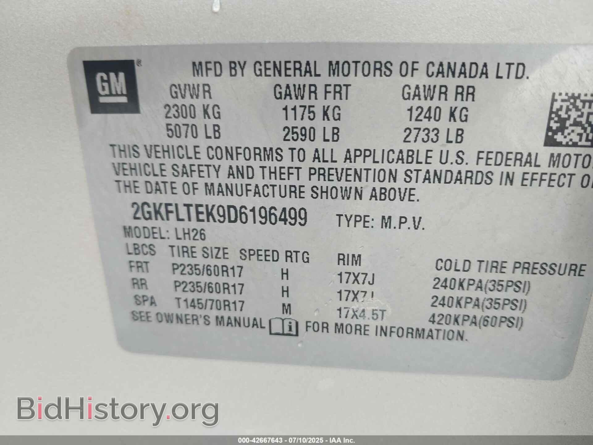 2013 GMC TERRAIN - VIN: 2GKFLTEK9D6196499 - Photo 9