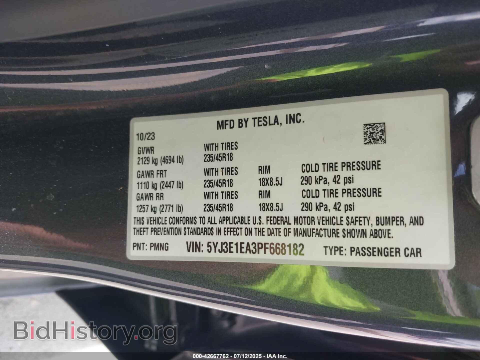 2023 TESLA MODEL 3 - VIN: 5YJ3E1EA3PF668182 - Фото 9