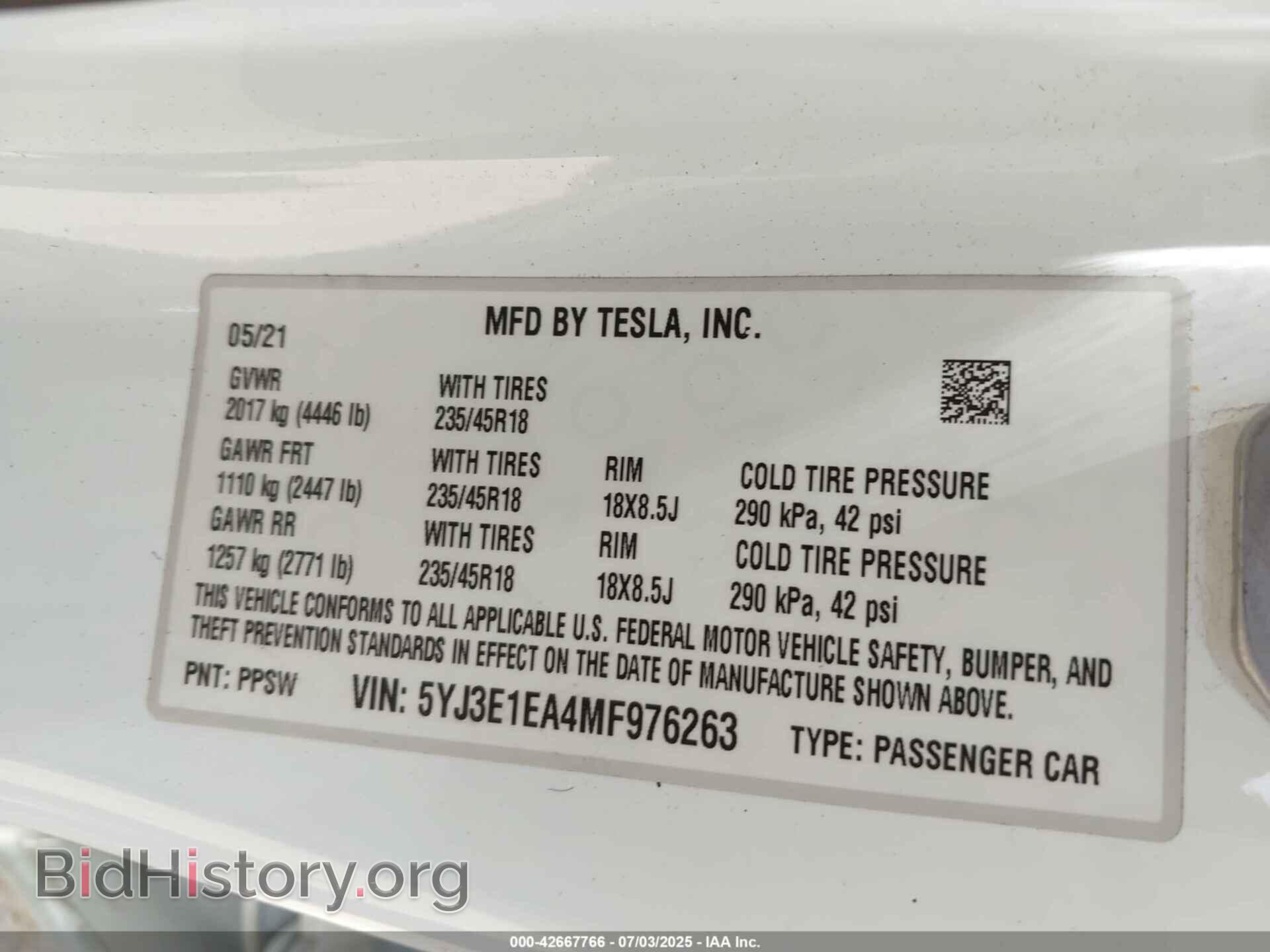 2021 TESLA MODEL 3 - VIN: 5YJ3E1EA4MF976263 - Photo 9