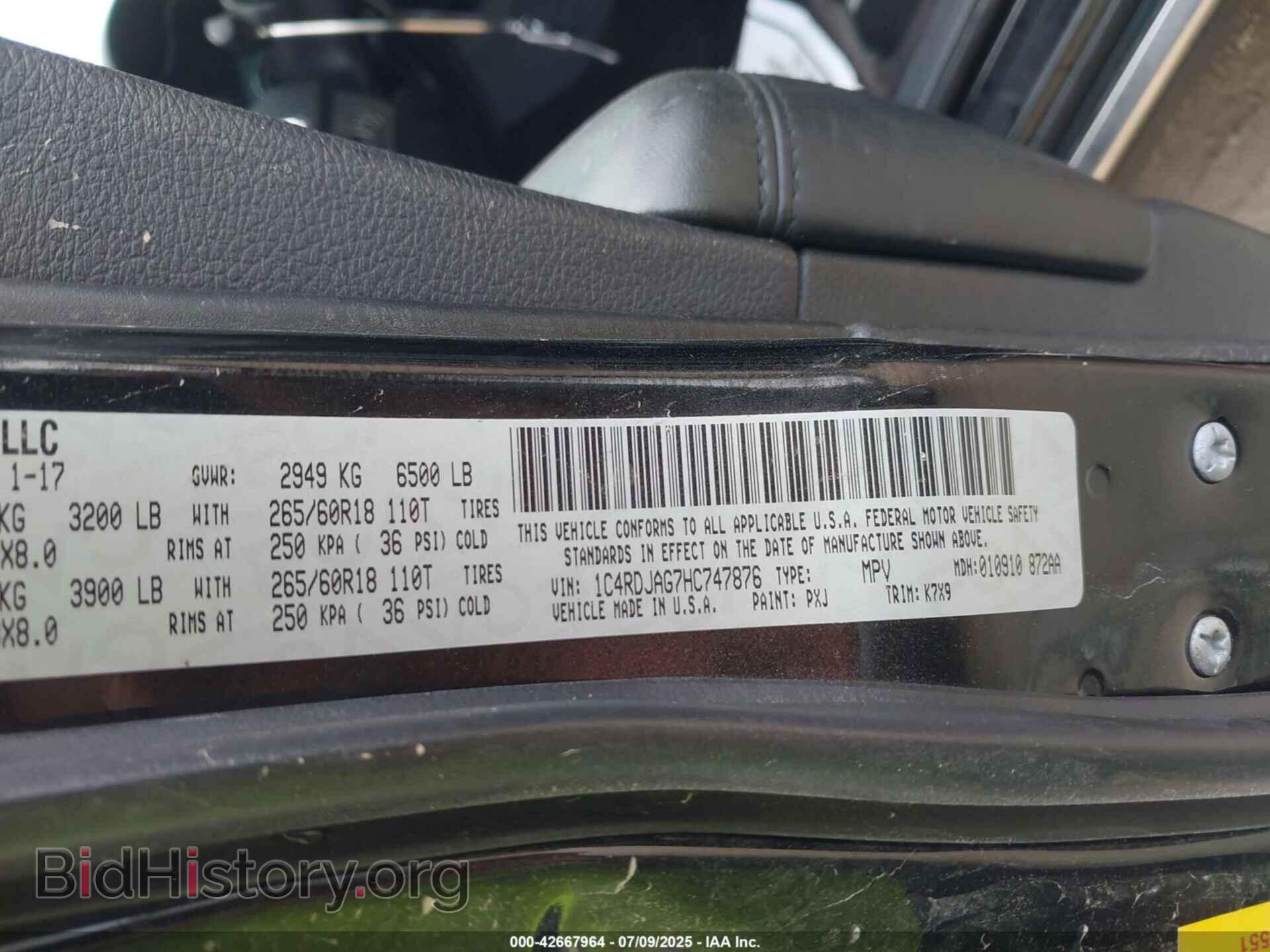 2017 DODGE DURANGO - VIN: 1C4RDJAG7HC747876 - Фото 9