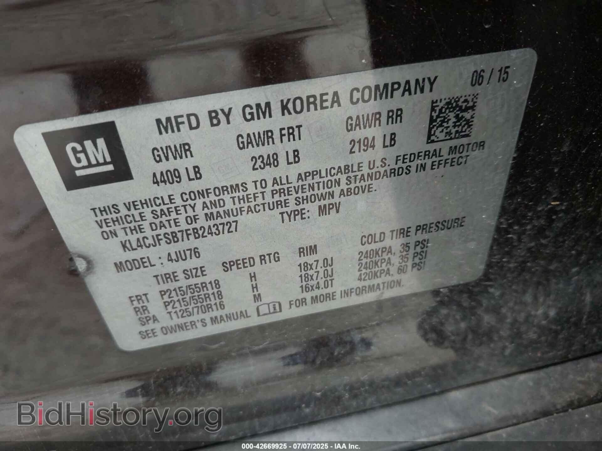 2015 BUICK ENCORE - VIN: KL4CJFSB7FB243727 - Photo 9