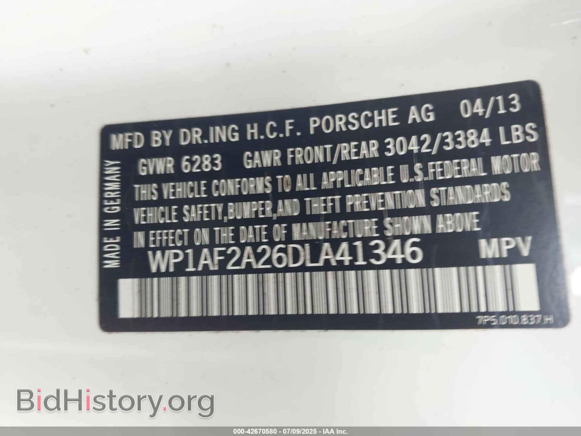 2013 PORSCHE CAYENNE - VIN: WP1AF2A26DLA41346 - Фото 9