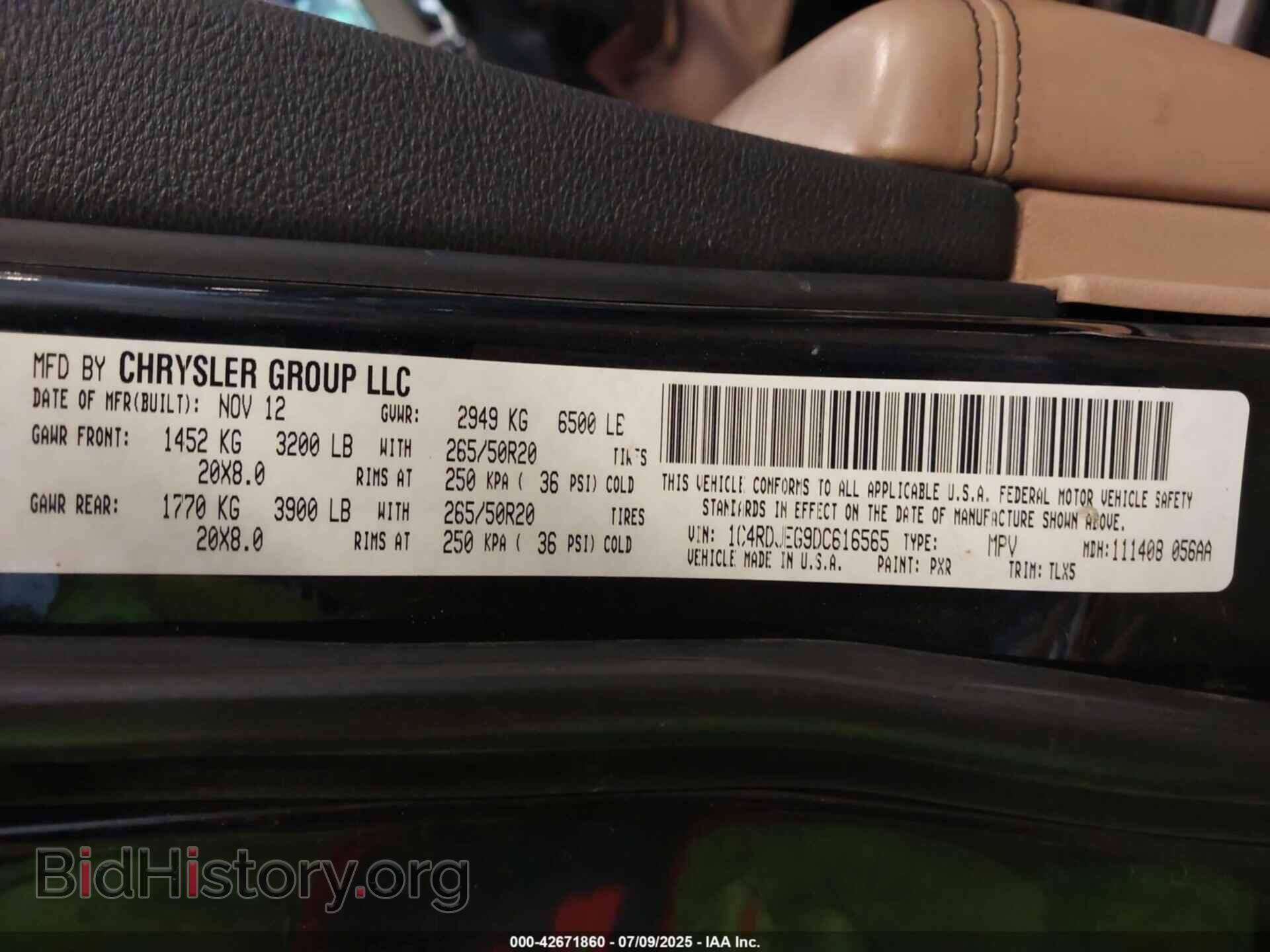 2013 DODGE DURANGO - VIN: 1C4RDJEG9DC616565 - Photo 9