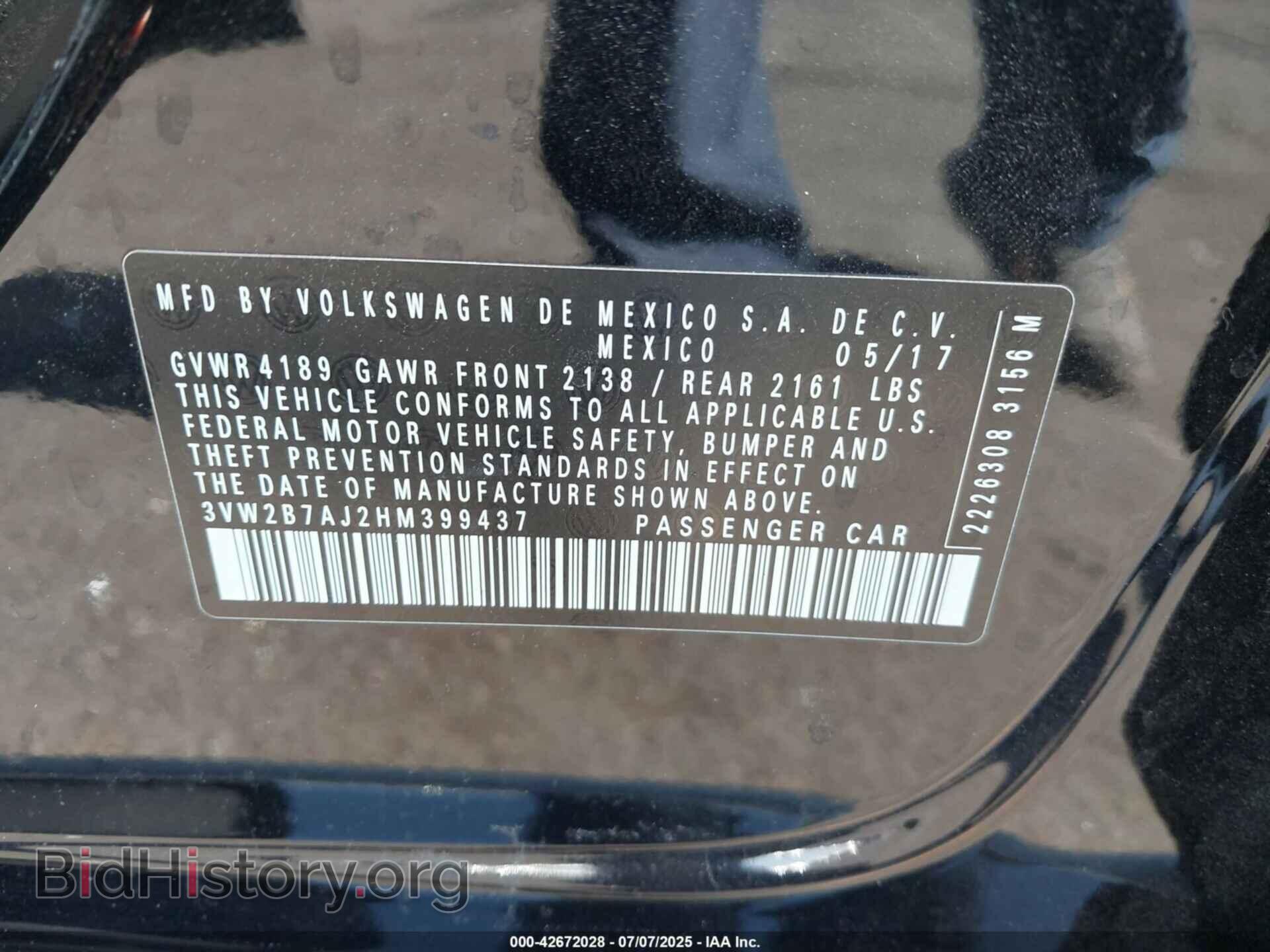 2017 VOLKSWAGEN JETTA - VIN: 3VW2B7AJ2HM399437 - Photo 9