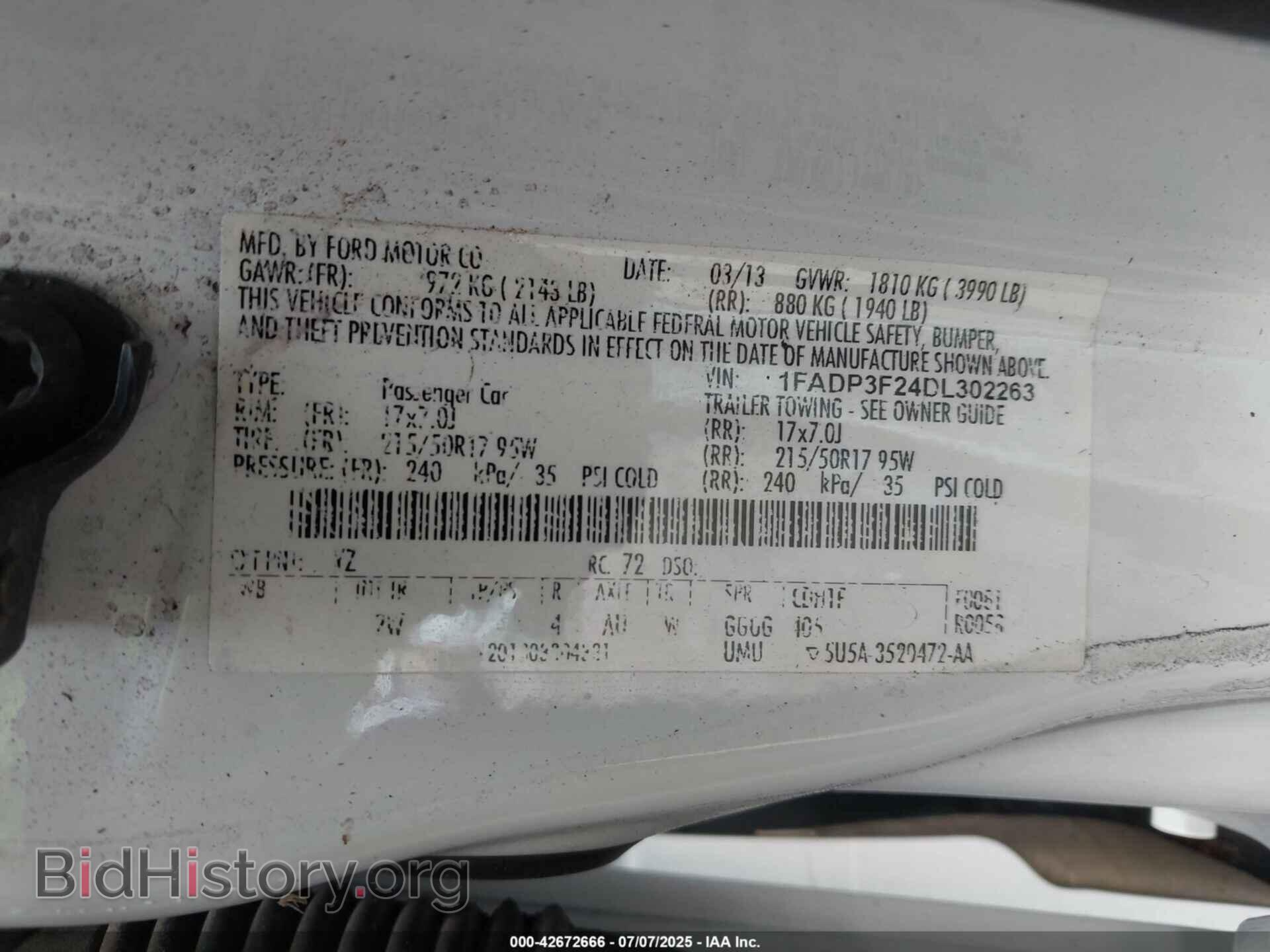 2013 FORD FOCUS - VIN: 1FADP3F24DL302263 - Фото 9
