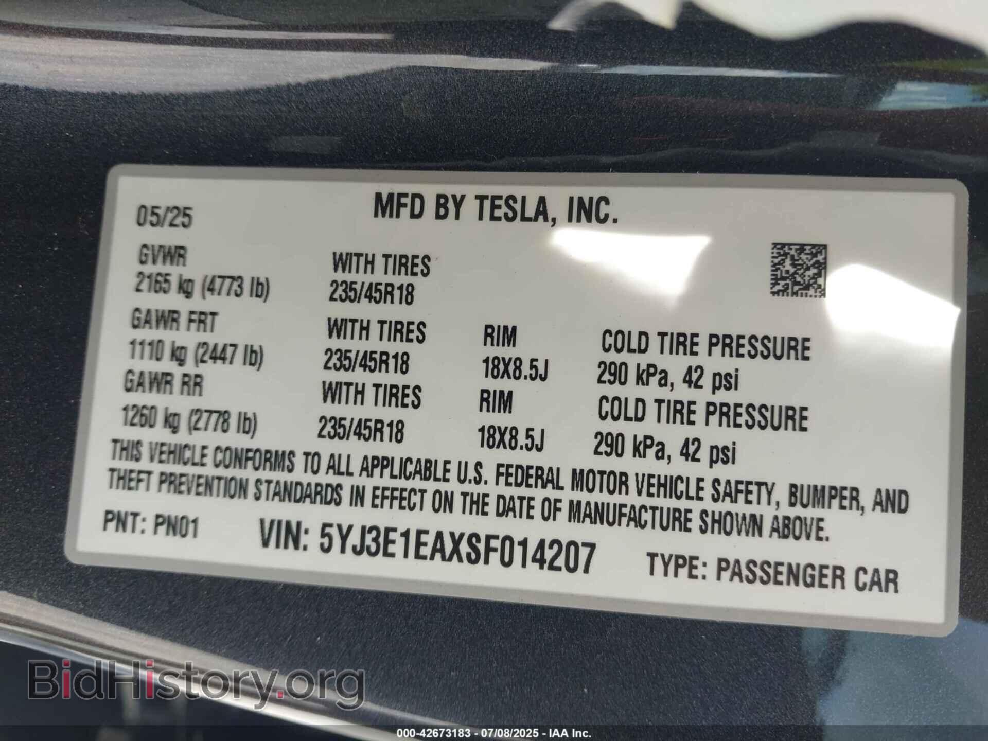 2025 TESLA MODEL 3 - VIN: 5YJ3E1EAXSF014207 - Фото 9