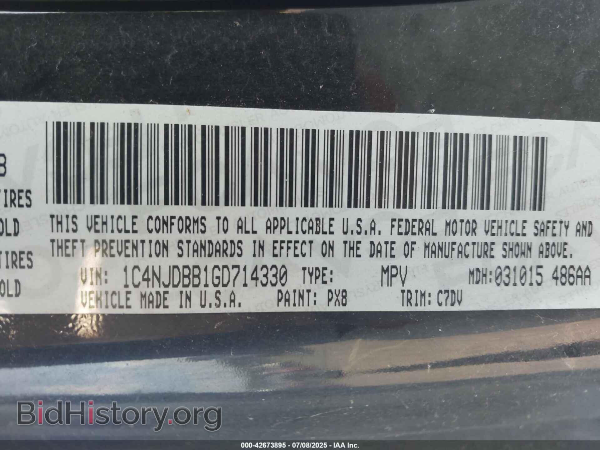 2016 JEEP COMPASS - VIN: 1C4NJDBB1GD714330 - Фото 9