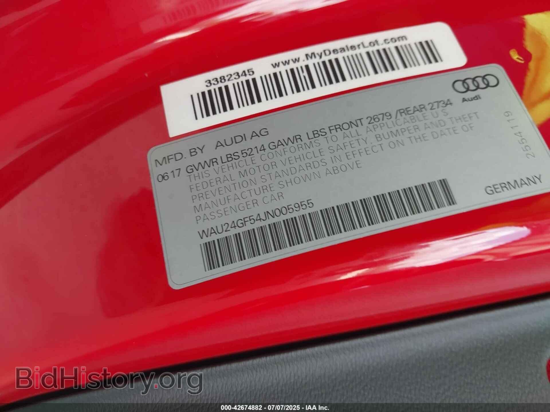 2018 AUDI S5 - VIN: WAU24GF54JN005955 - Фото 9