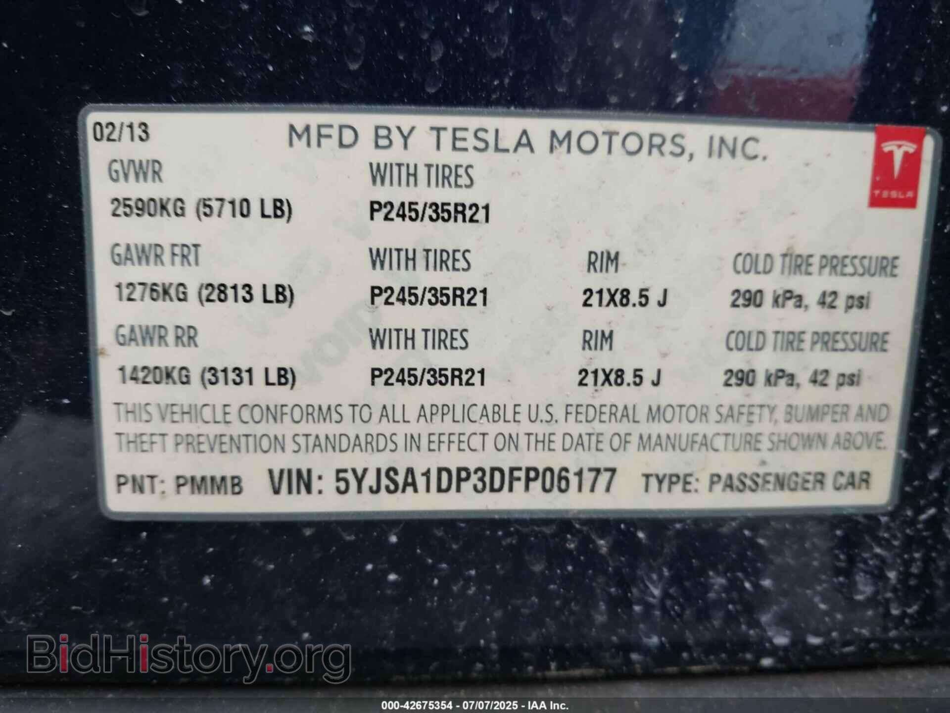 2013 TESLA MODEL S - VIN: 5YJSA1DP3DFP06177 - Фото 8