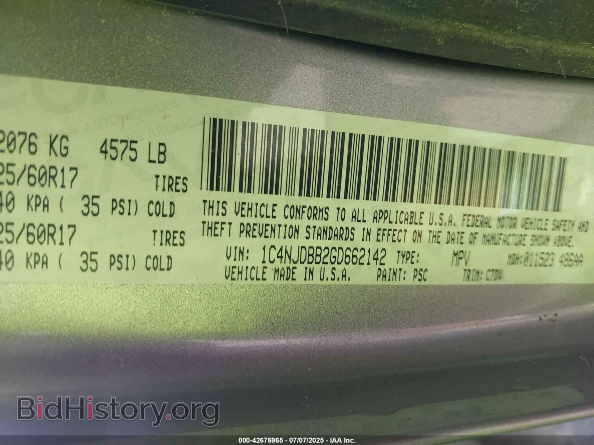 2016 JEEP COMPASS - VIN: 1C4NJDBB2GD662142 - Фото 9