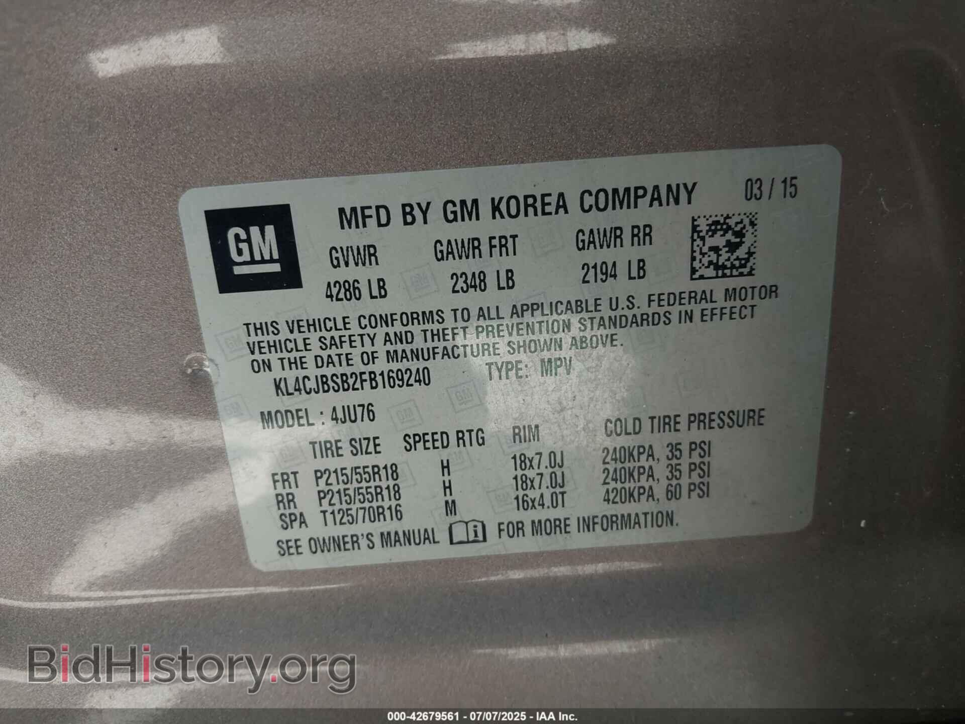 2015 BUICK ENCORE - VIN: KL4CJBSB2FB169240 - Photo 9