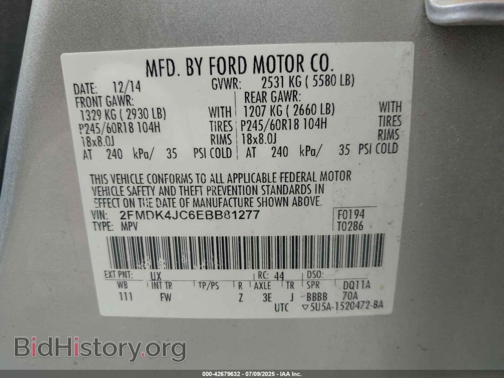 2014 FORD EDGE - VIN: 2FMDK4JC6EBB81277 - Photo 9