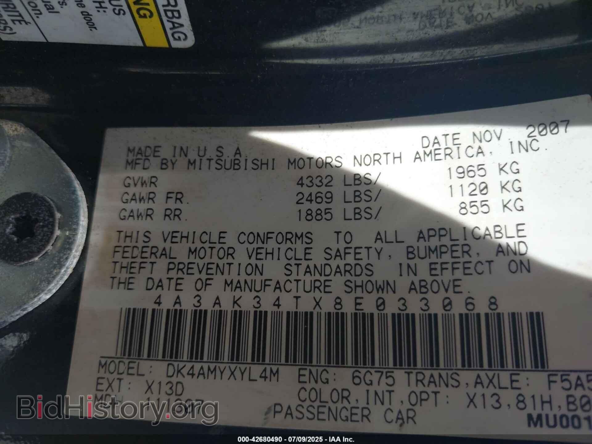 2008 MITSUBISHI ECLIPSE - VIN: 4A3AK34TX8E033068 - Photo 9