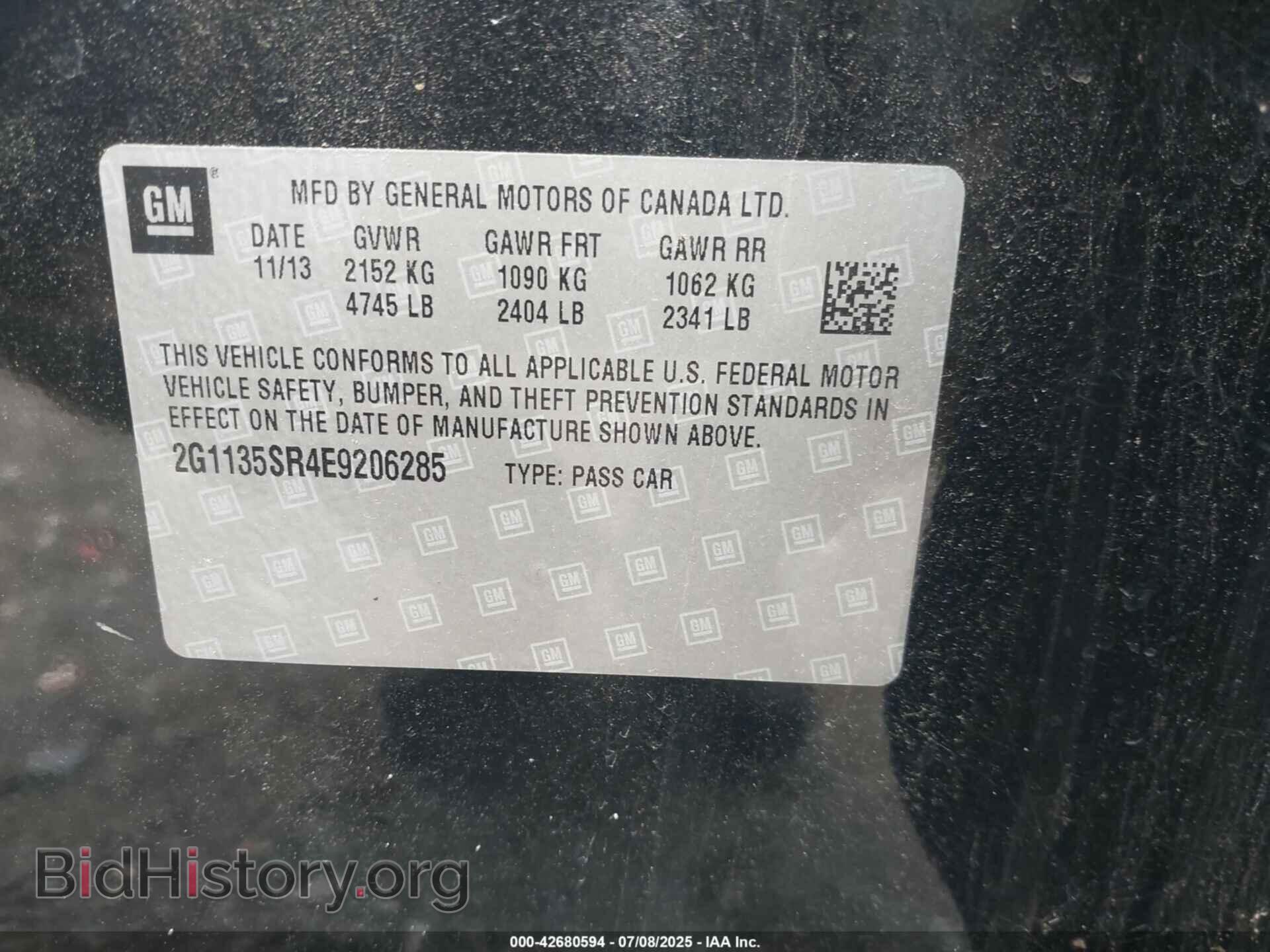 2014 CHEVROLET IMPALA - VIN: 2G1135SR4E9206285 - Фото 9