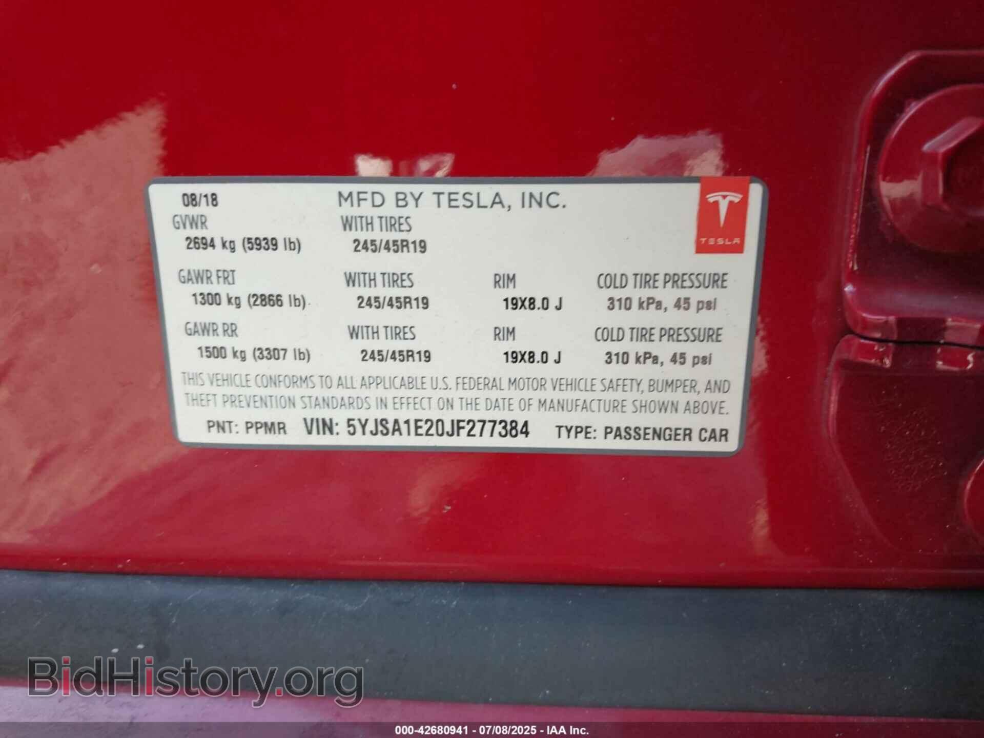 2018 TESLA MODEL S - VIN: 5YJSA1E20JF277384 - Photo 9
