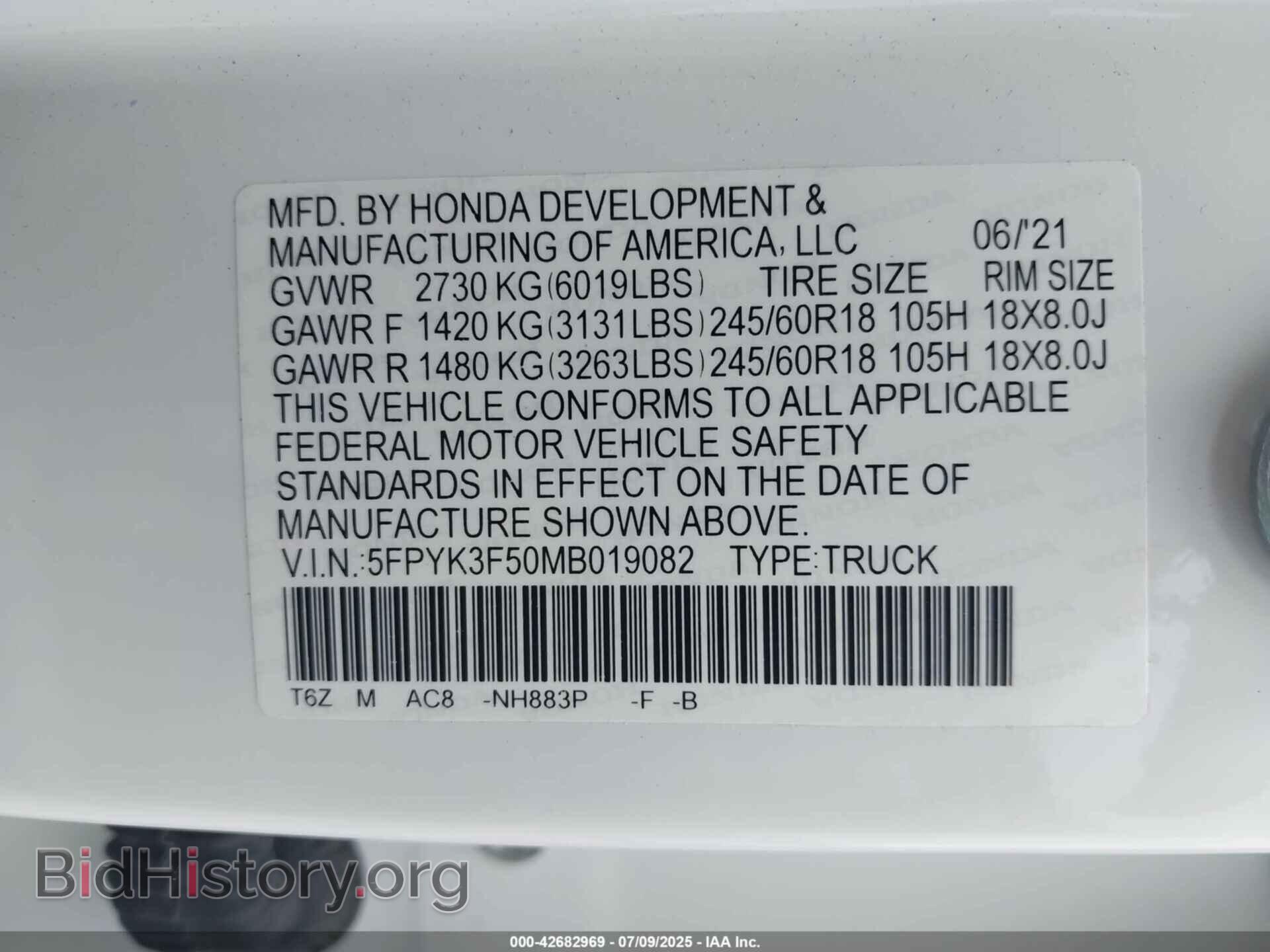 2021 HONDA RIDGELINE - VIN: 5FPYK3F50MB019082 - Фото 9