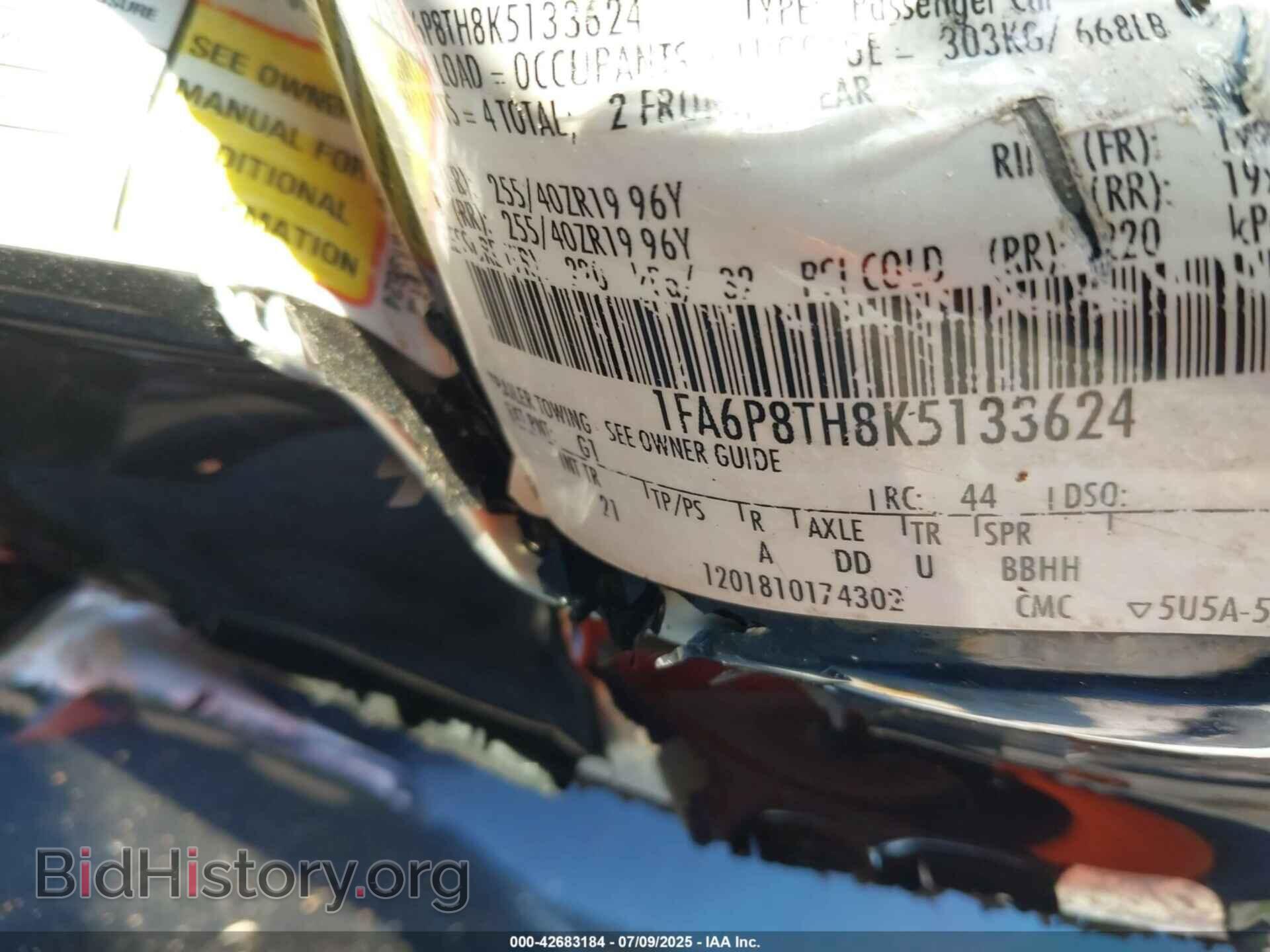 2019 FORD MUSTANG - VIN: 1FA6P8TH8K5133624 - Фото 9