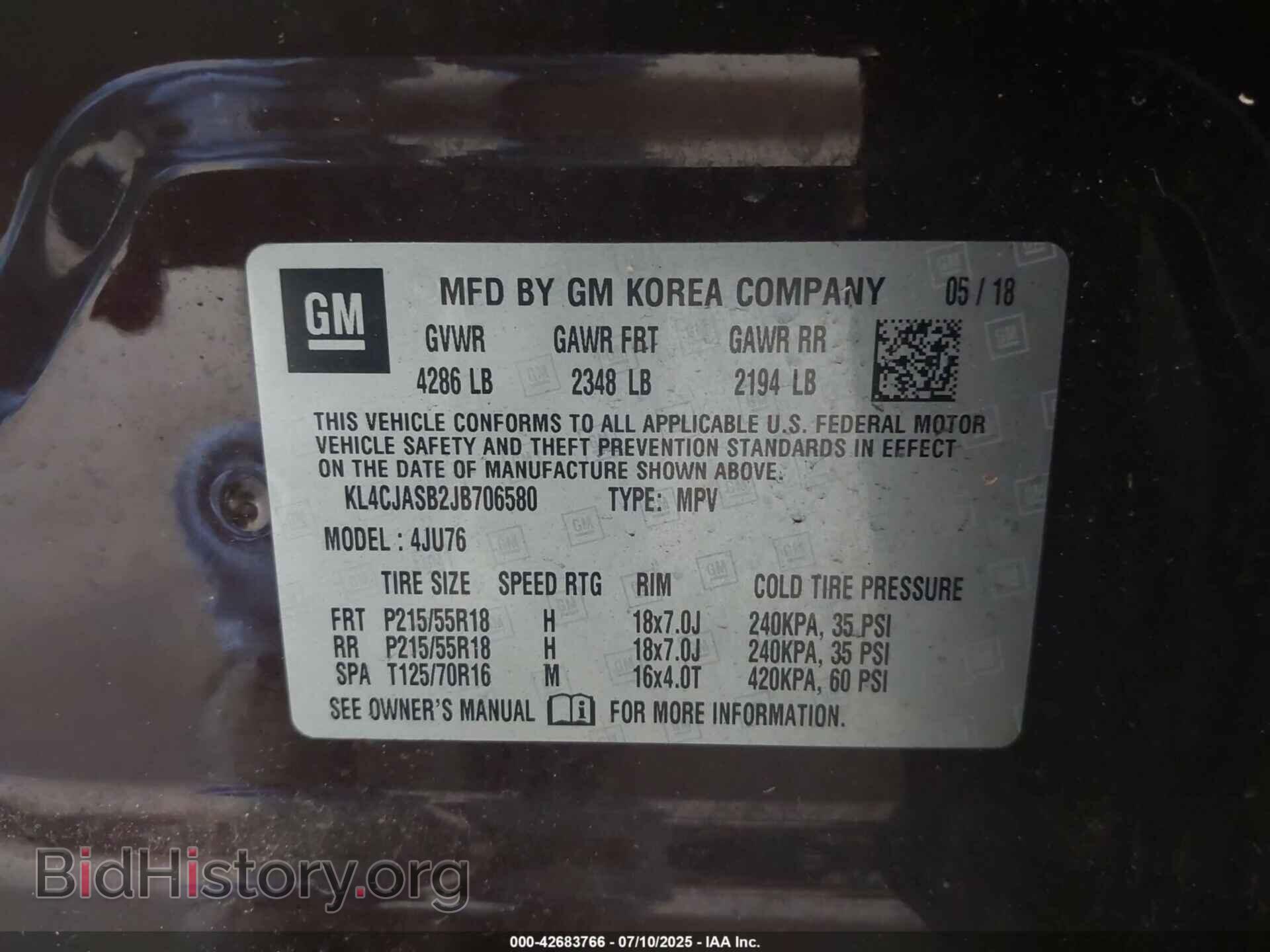 2018 BUICK ENCORE - VIN: KL4CJASB2JB706580 - Фото 9
