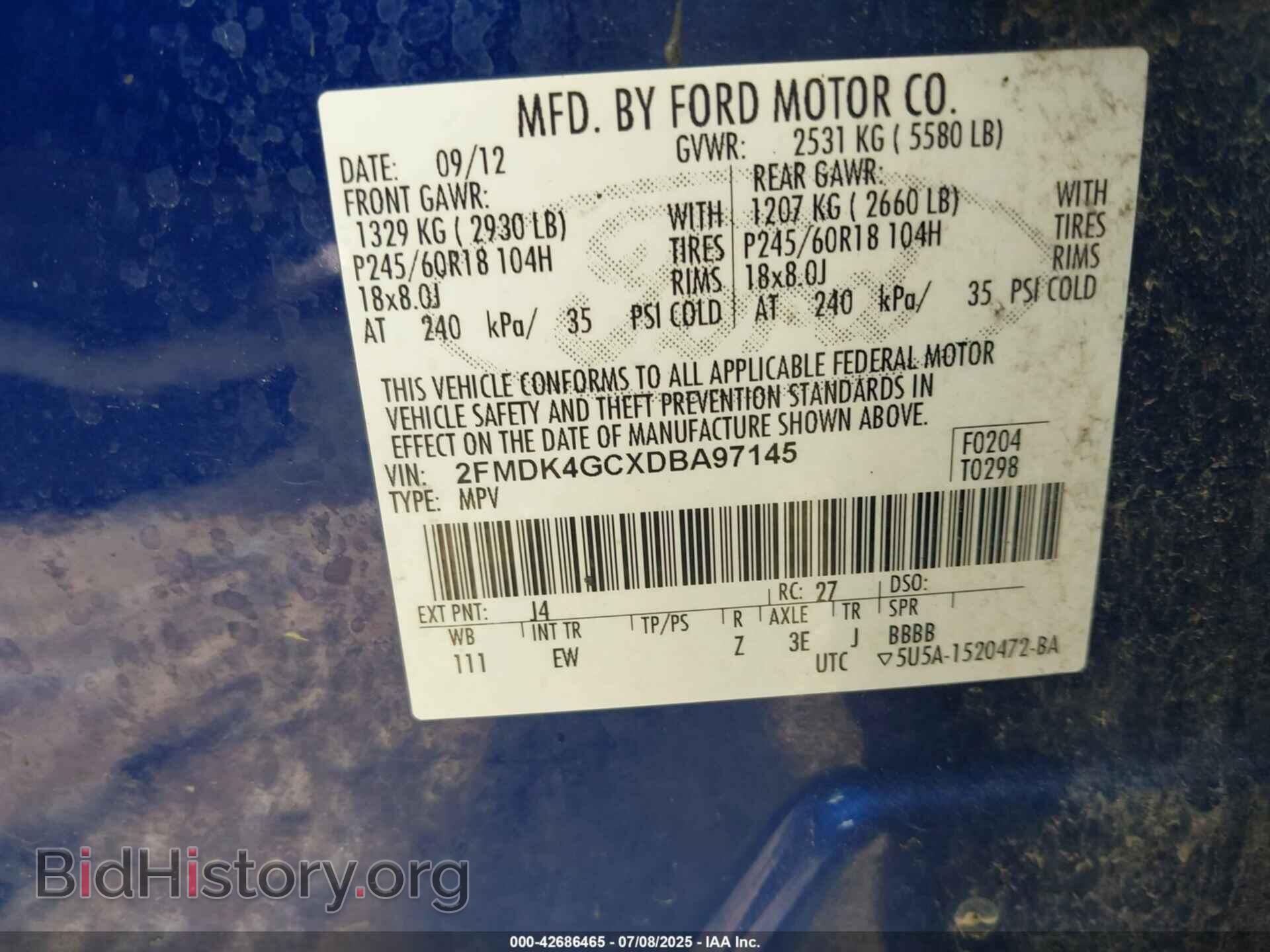 2013 FORD EDGE - VIN: 2FMDK4GCXDBA97145 - Фото 9