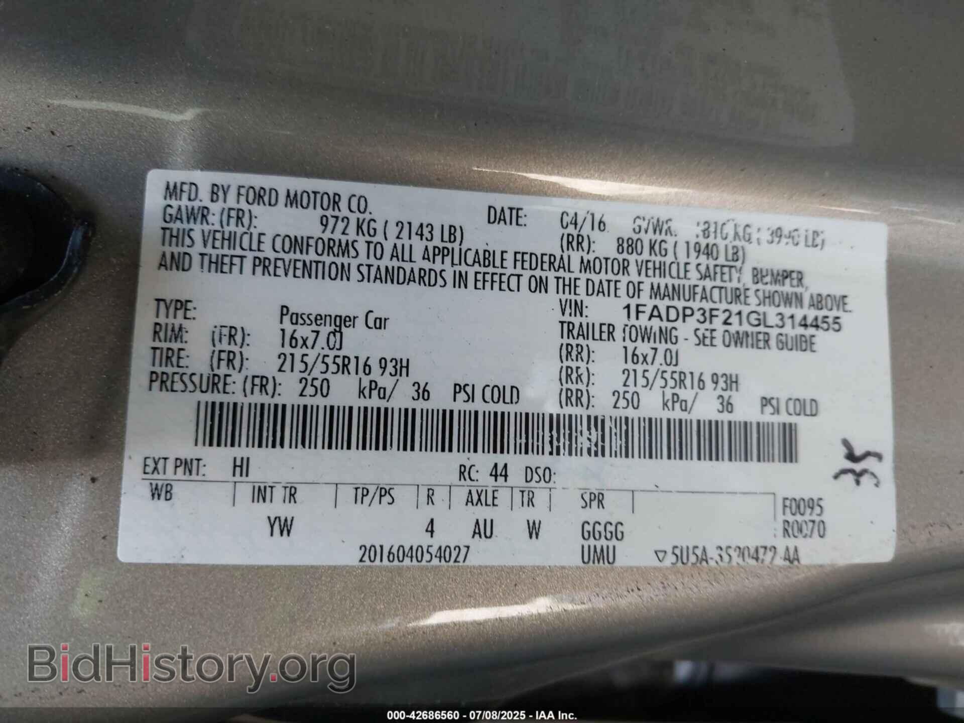 2016 FORD FOCUS - VIN: 1FADP3F21GL314455 - Photo 9