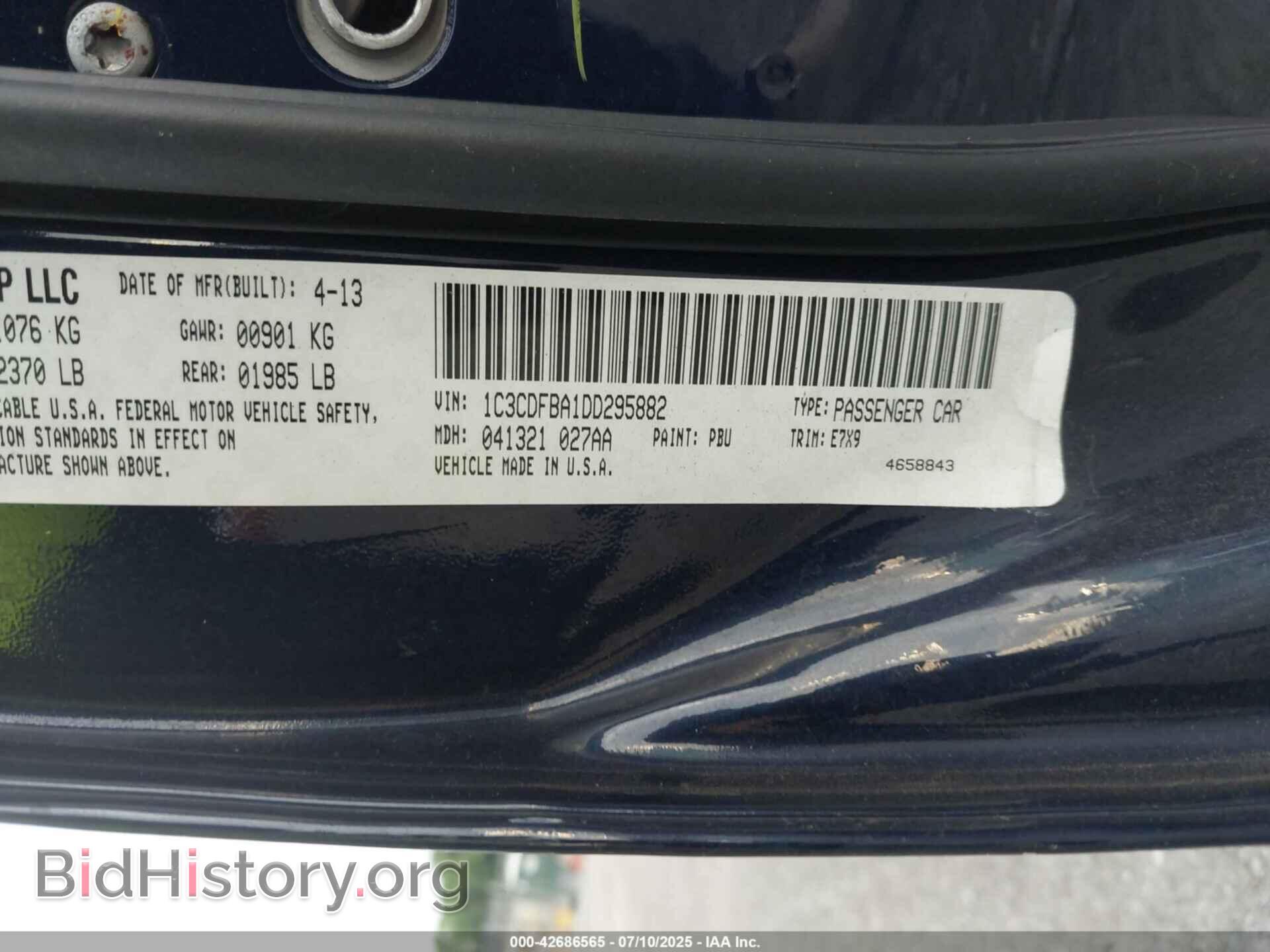 2013 DODGE DART - VIN: 1C3CDFBA1DD295882 - Photo 9