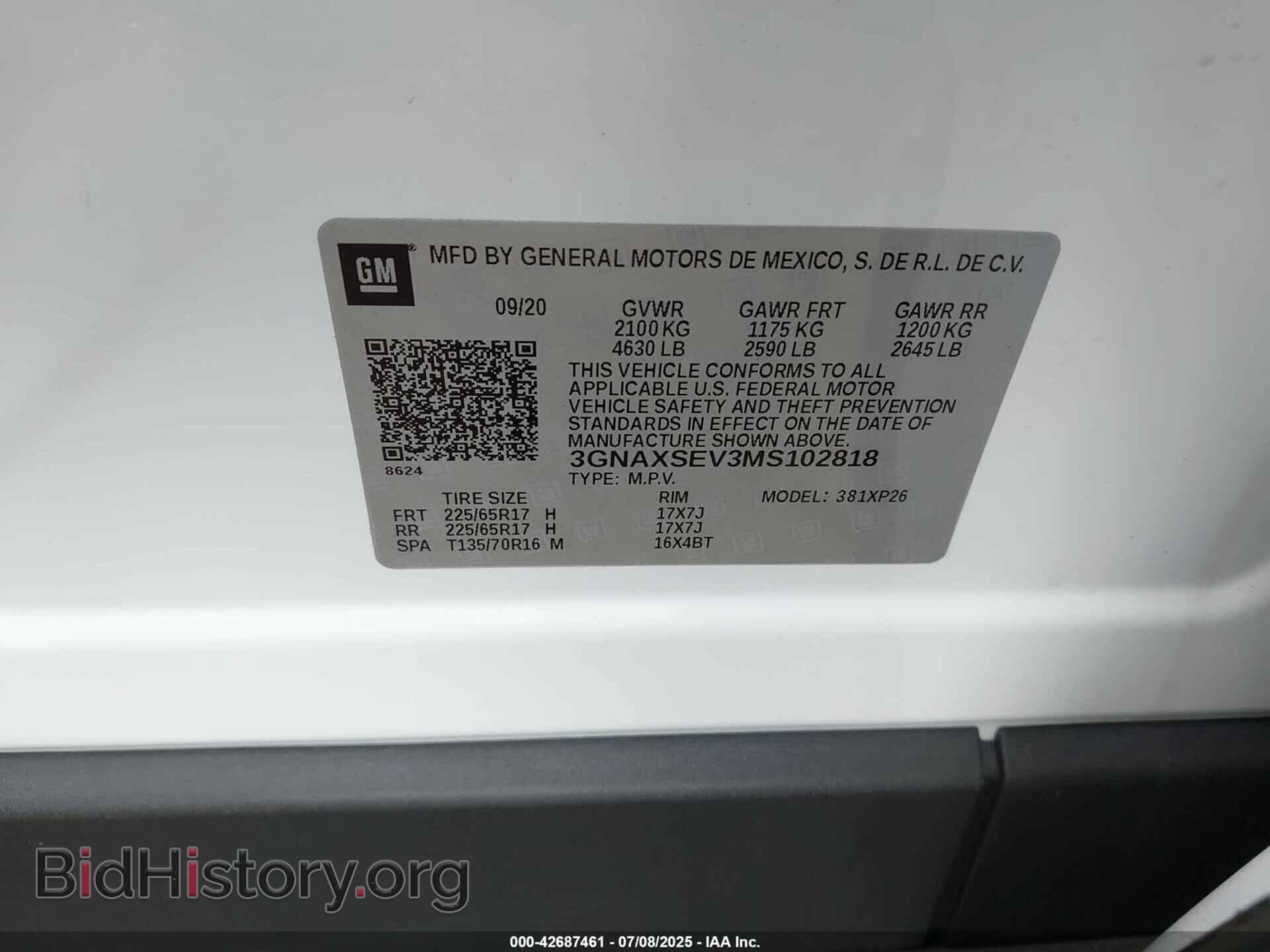 2021 CHEVROLET EQUINOX - VIN: 3GNAXSEV3MS102818 - Фото 9