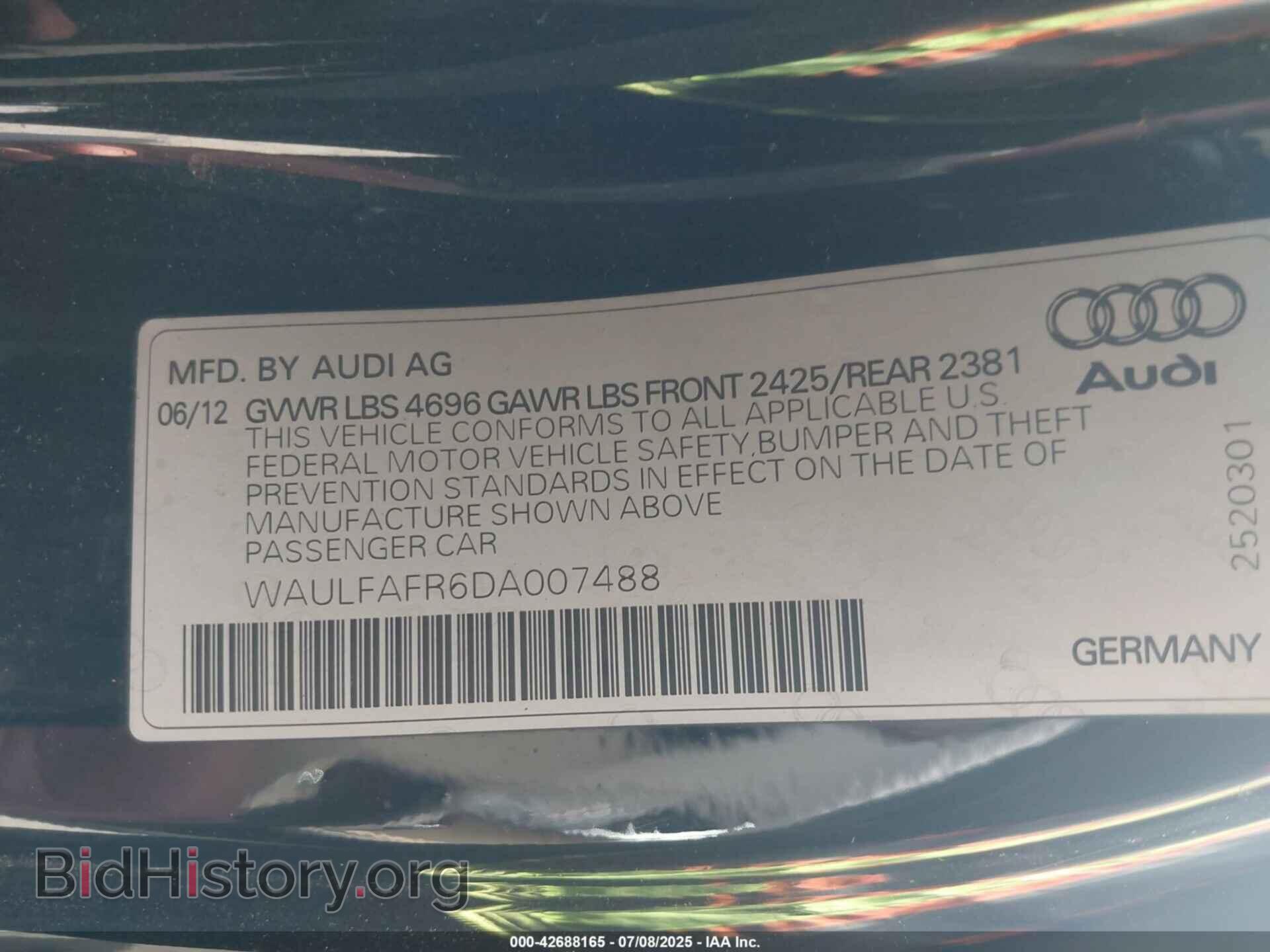 2013 AUDI A5 - VIN: WAULFAFR6DA007488 - Фото 9