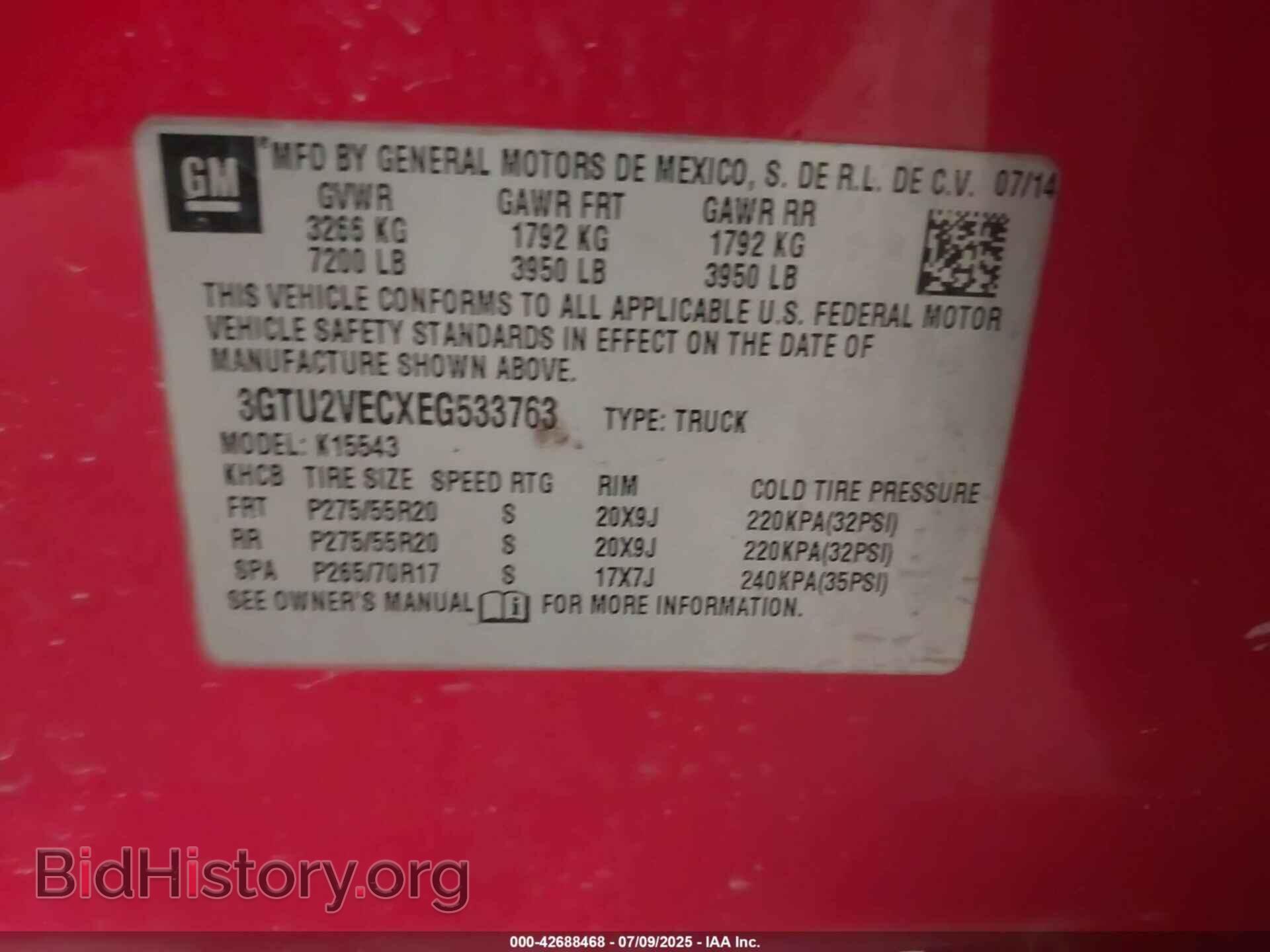 2014 GMC SIERRA 1500 - VIN: 3GTU2VECXEG533763 - Фото 9