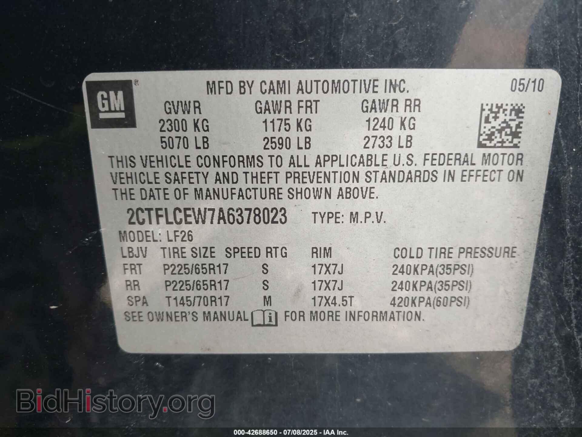 2010 GMC TERRAIN - VIN: 2CTFLCEW7A6378023 - Фото 9