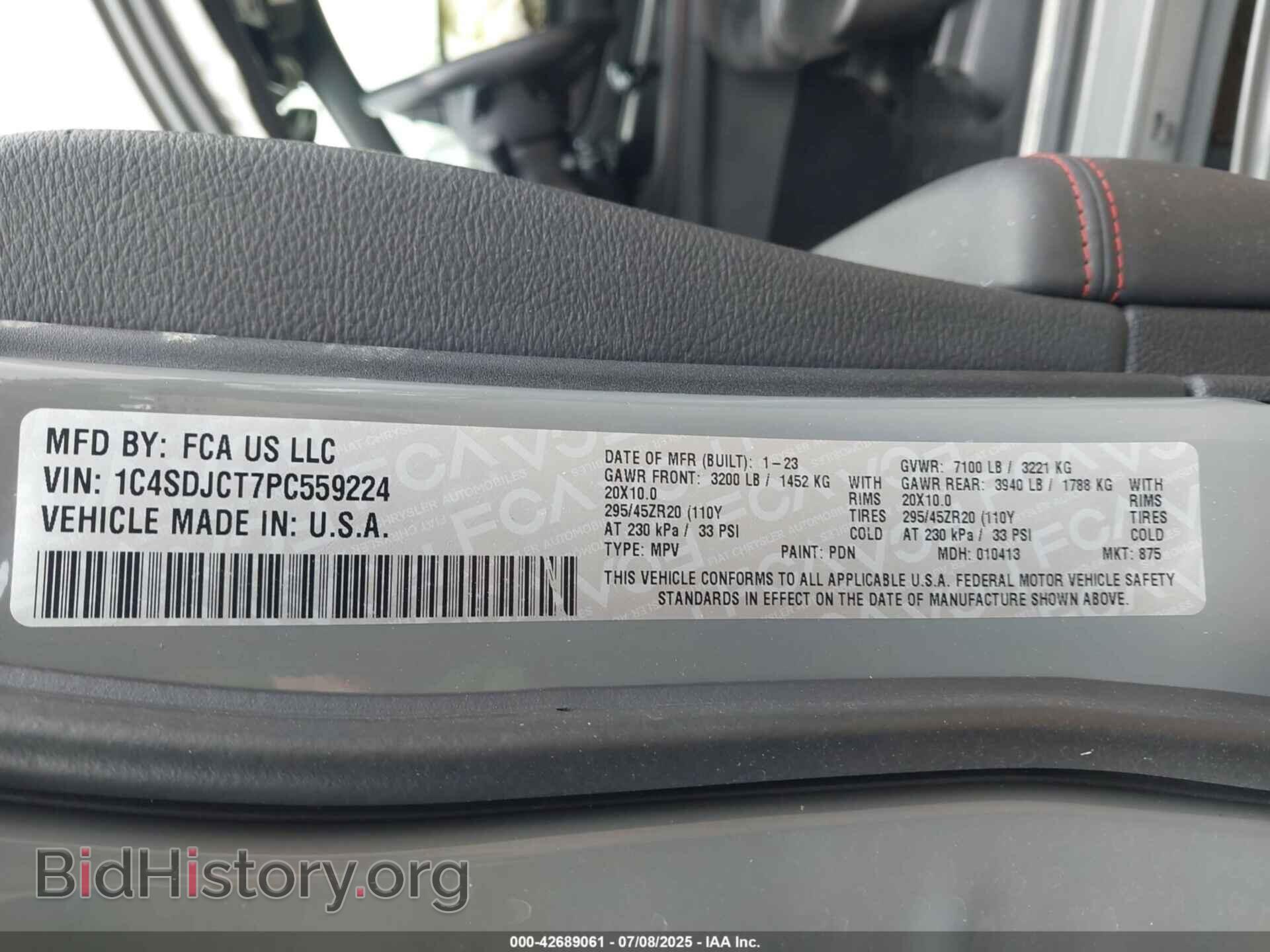 2023 DODGE DURANGO - VIN: 1C4SDJCT7PC559224 - Фото 9