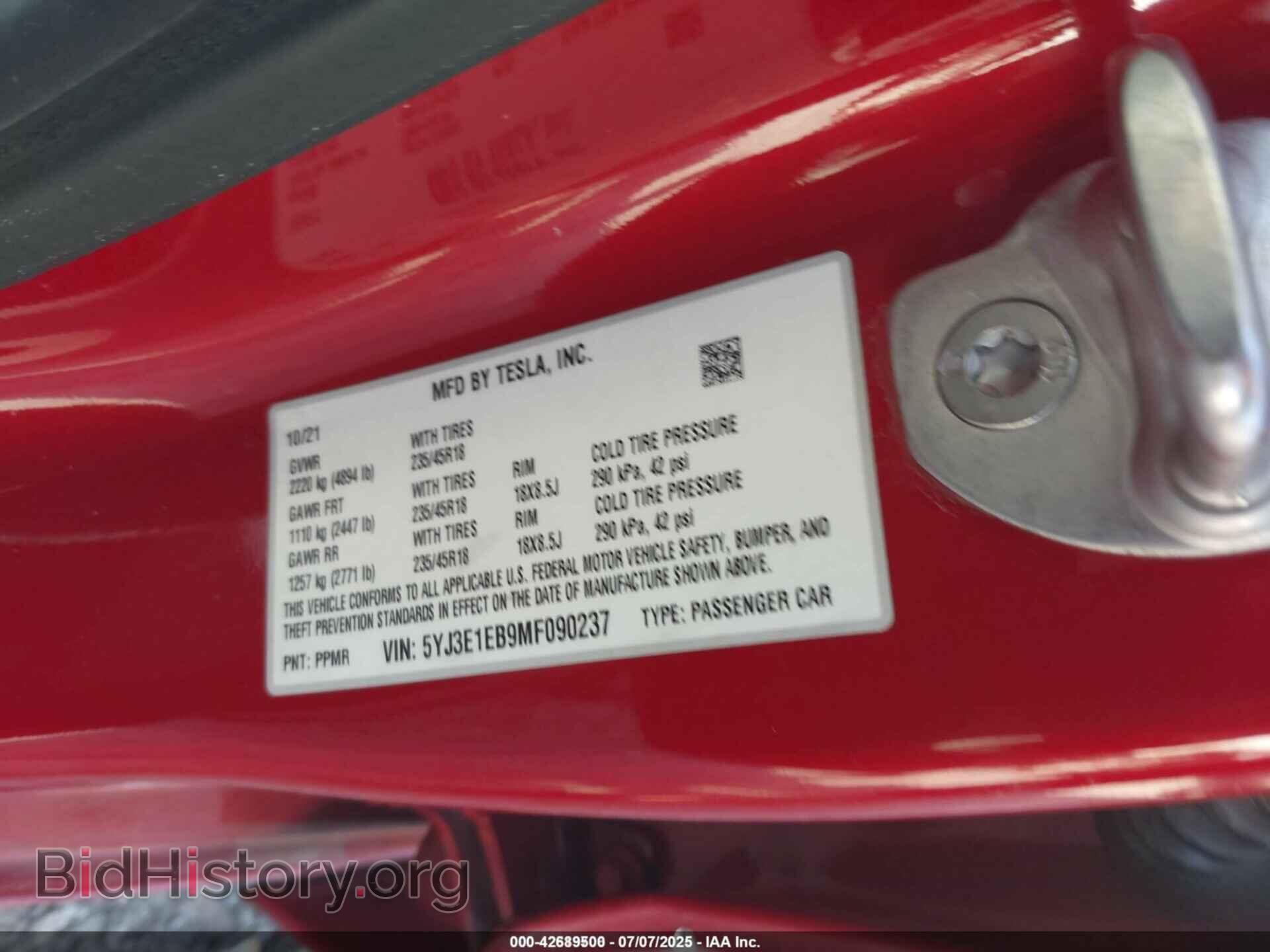 2021 TESLA MODEL 3 - VIN: 5YJ3E1EB9MF090237 - Фото 9