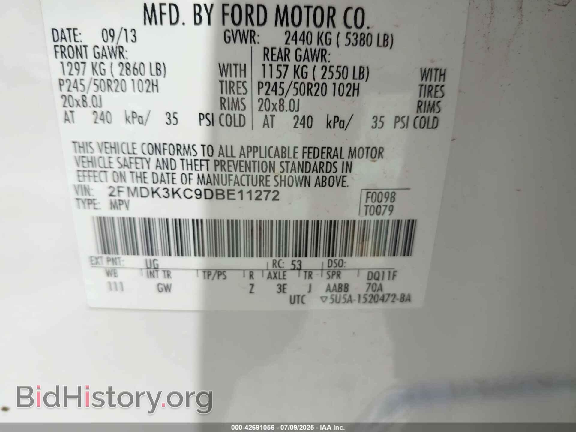 2013 FORD EDGE - VIN: 2FMDK3KC9DBE11272 - Фото 9