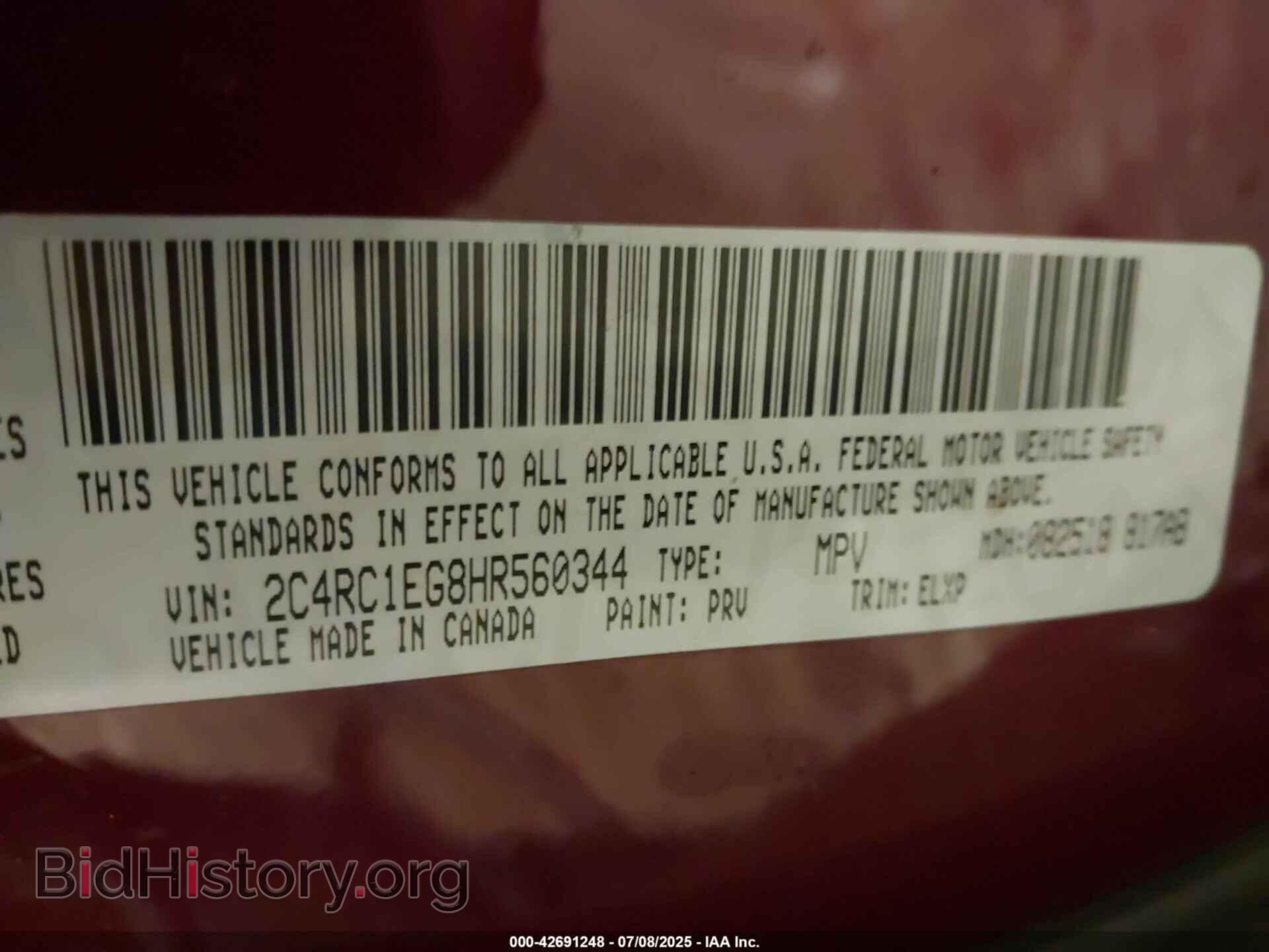 2017 CHRYSLER PACIFICA - VIN: 2C4RC1EG8HR560344 - Фото 9