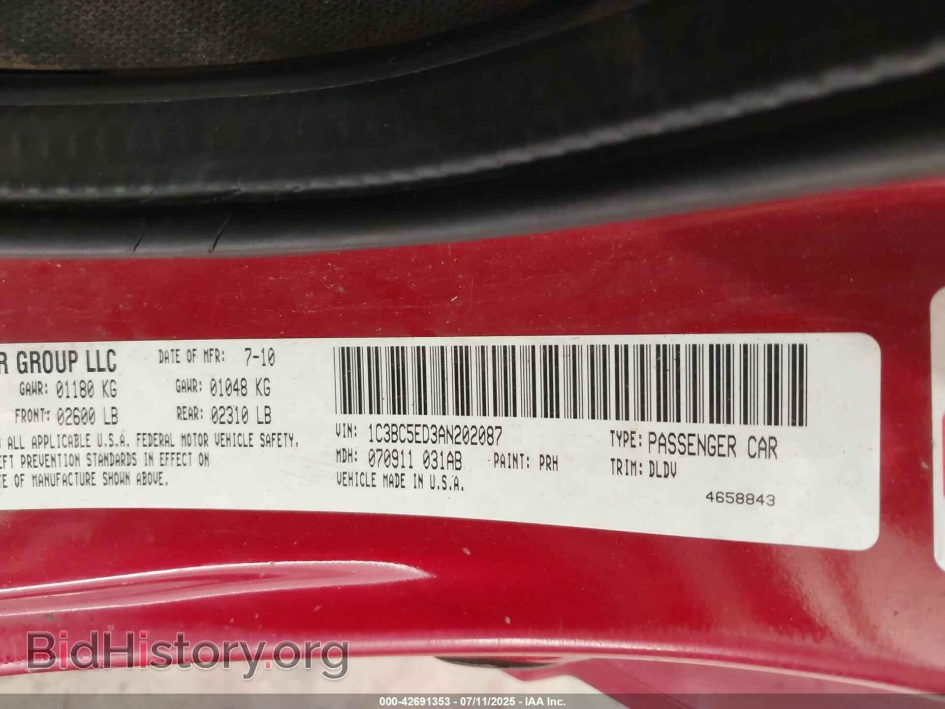 2010 CHRYSLER SEBRING - VIN: 1C3BC5ED3AN202087 - Фото 9