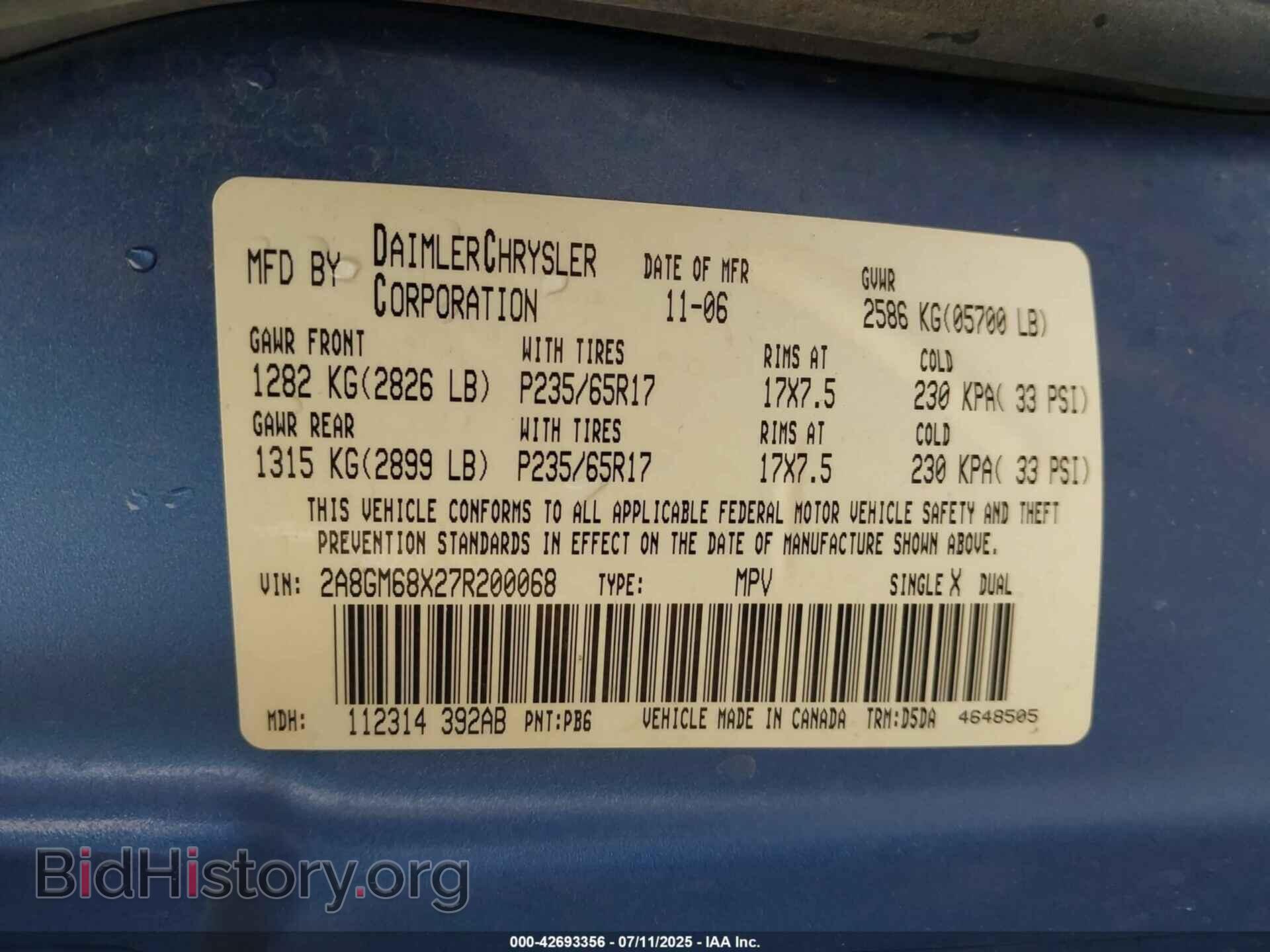2007 CHRYSLER PACIFICA - VIN: 2A8GM68X27R200068 - Photo 9