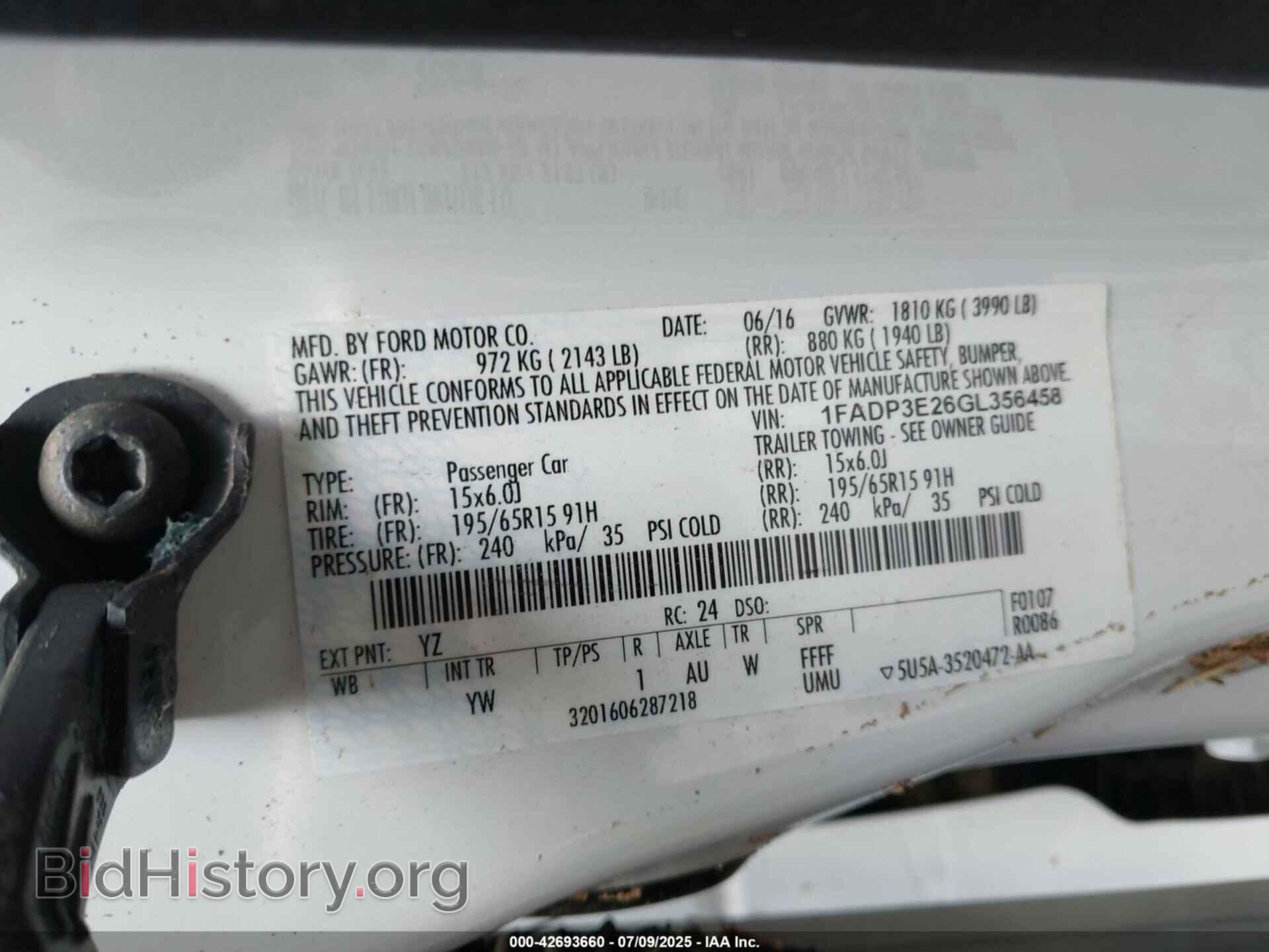 2016 FORD FOCUS - VIN: 1FADP3E26GL356458 - Фото 9
