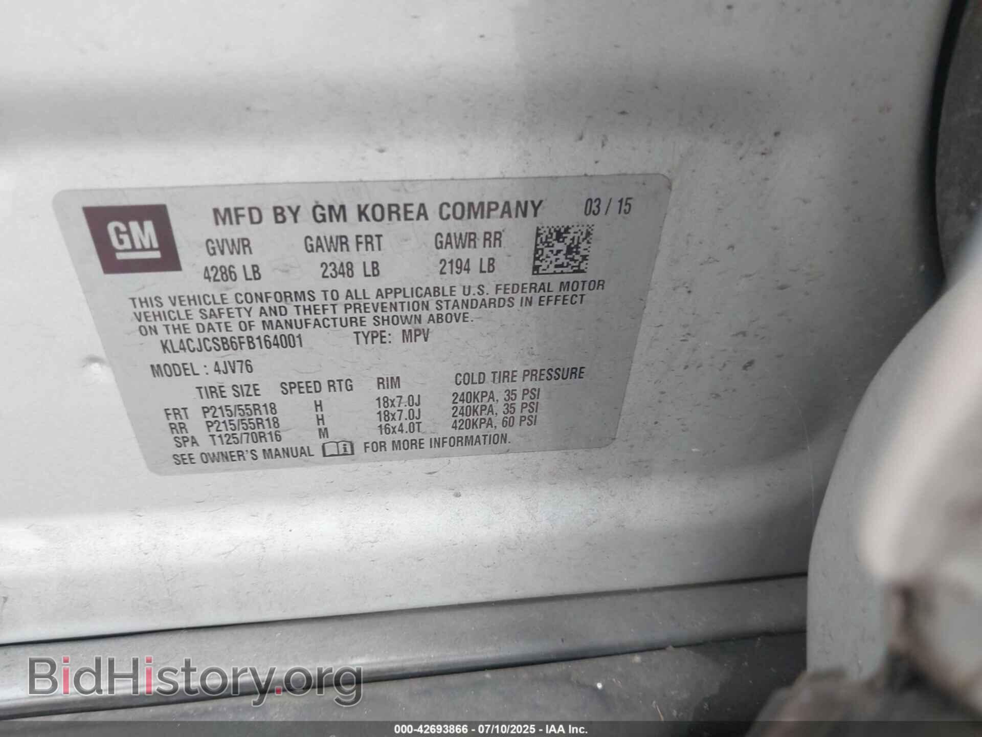 2015 BUICK ENCORE - VIN: KL4CJCSB6FB164001 - Photo 9