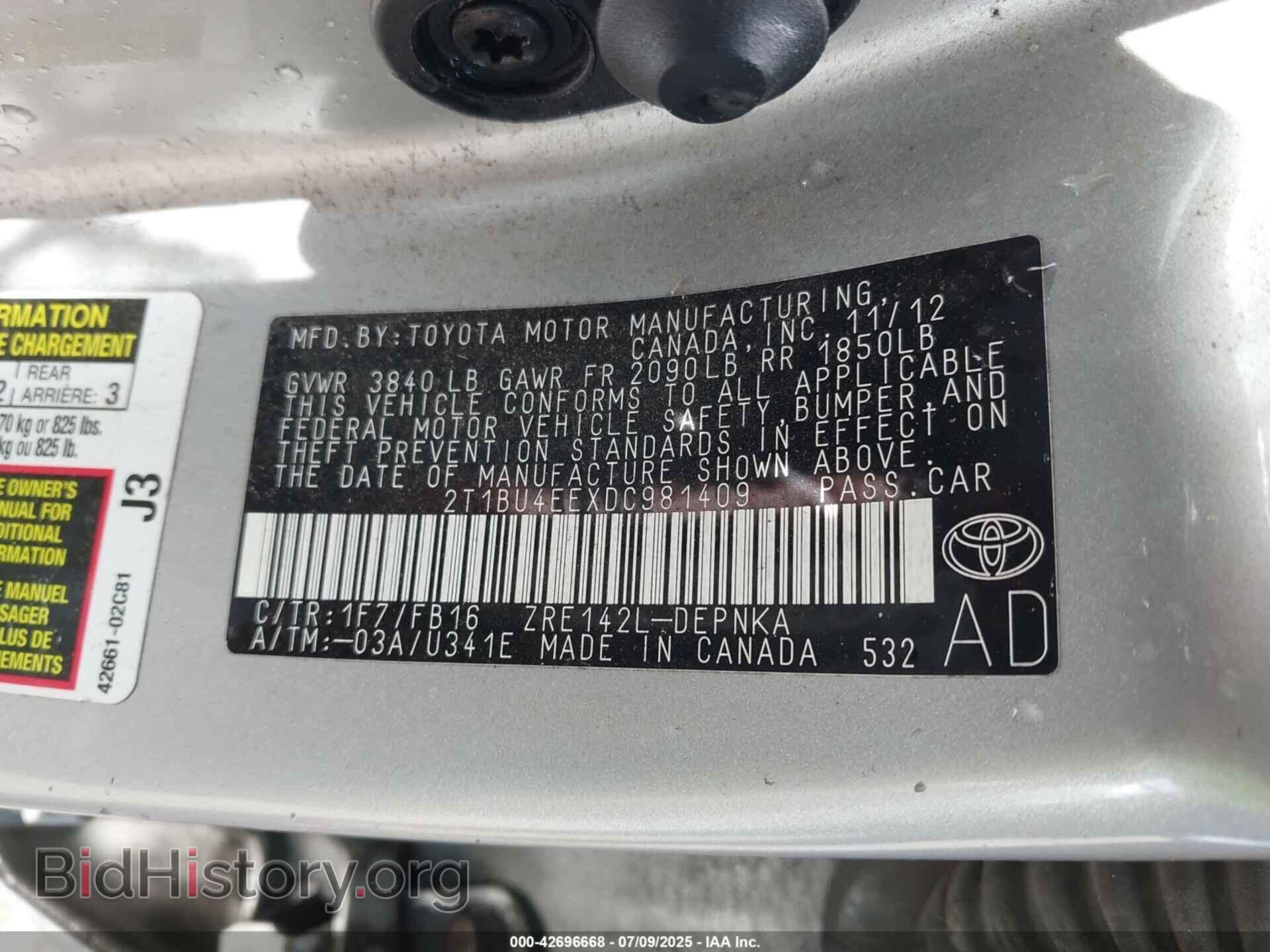 2013 TOYOTA COROLLA - VIN: 2T1BU4EEXDC981409 - Фото 9