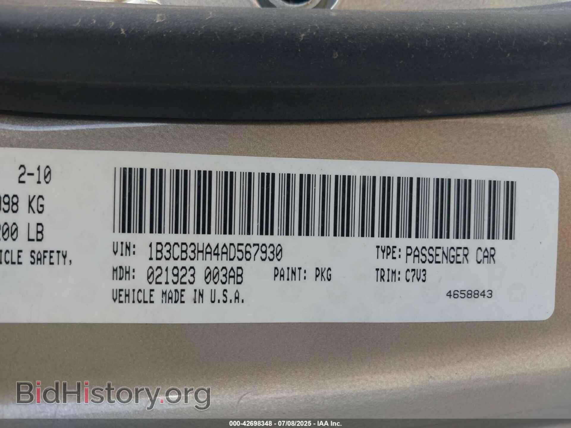 2010 DODGE CALIBER - VIN: 1B3CB3HA4AD567930 - Фото 9