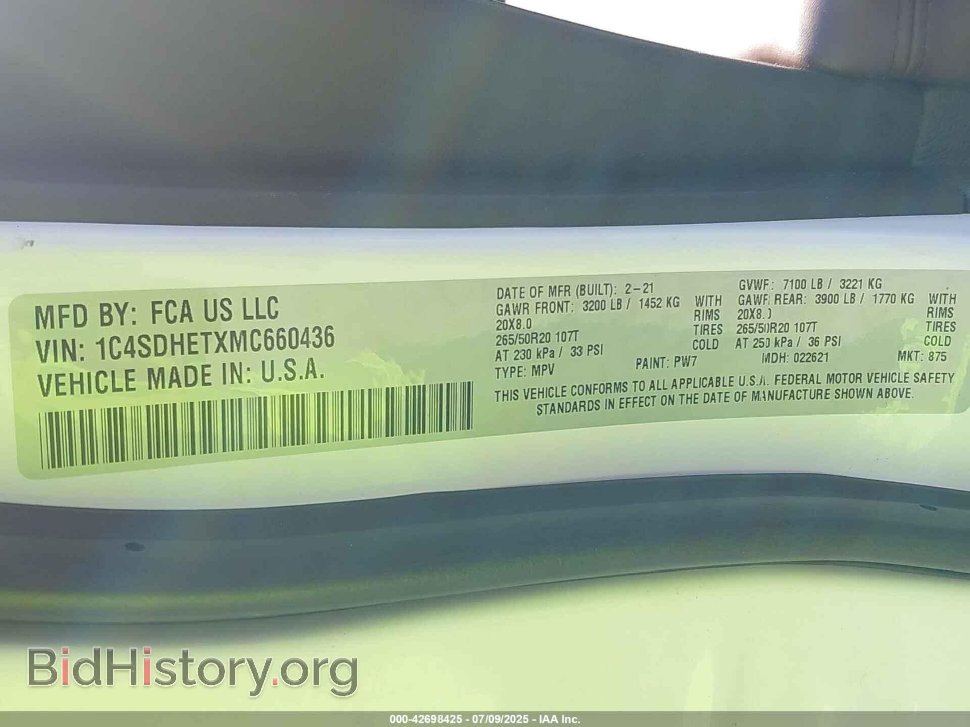 2021 DODGE DURANGO - VIN: 1C4SDHETXMC660436 - Фото 9